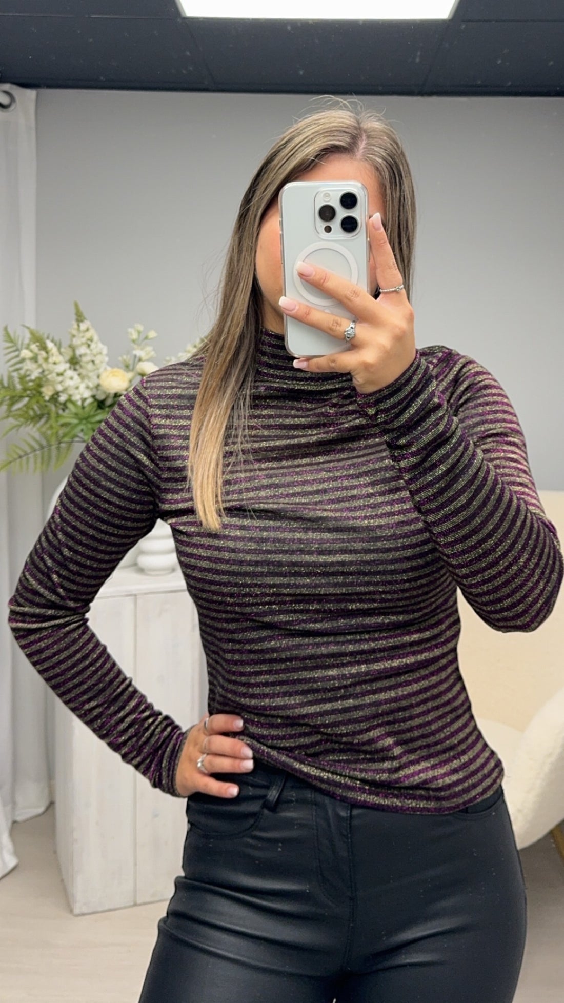 Mj stripped Crew neck sparkle