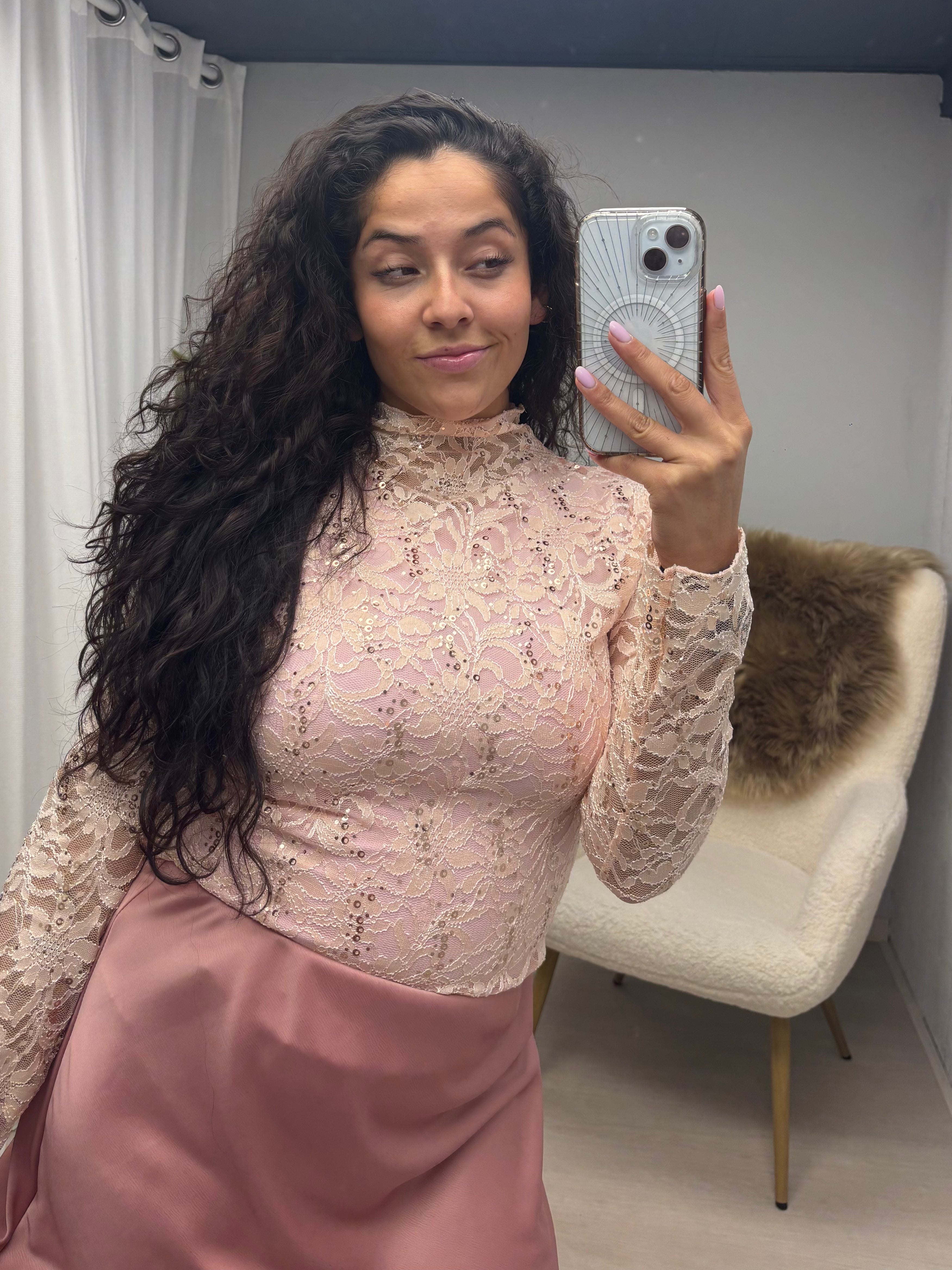 Lia Lace top Peach