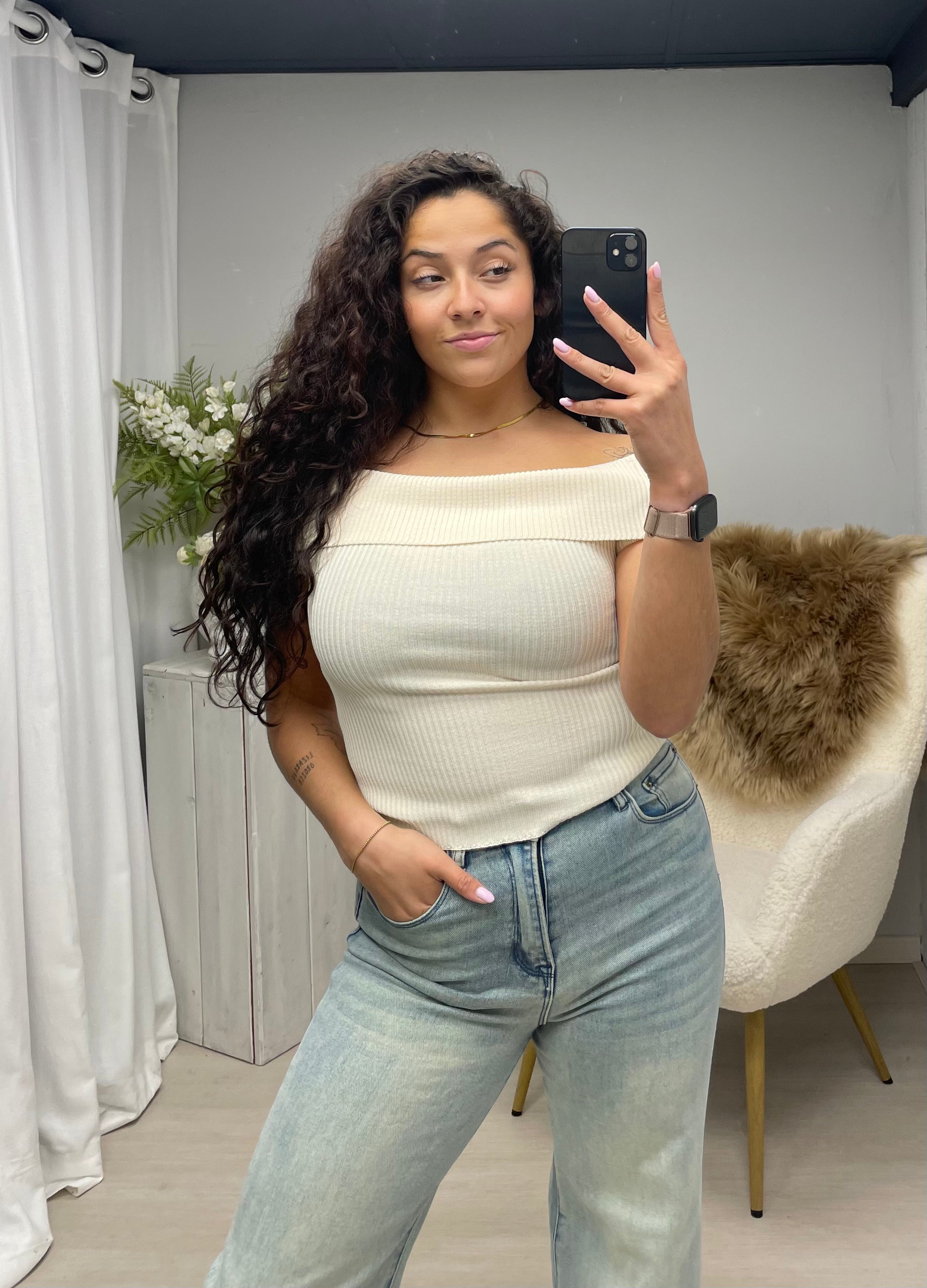 Off shoulder top off white