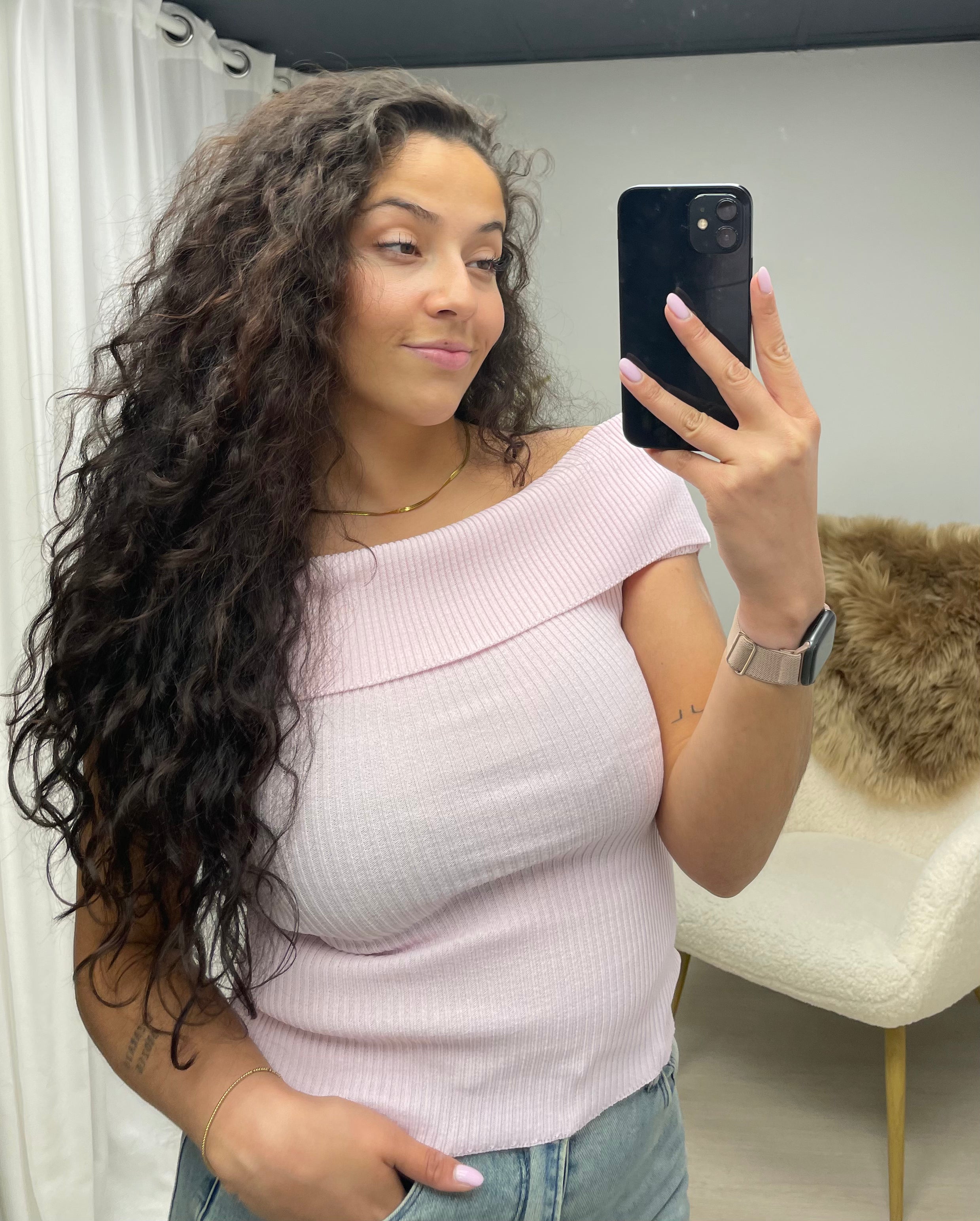Off shoulder top pink