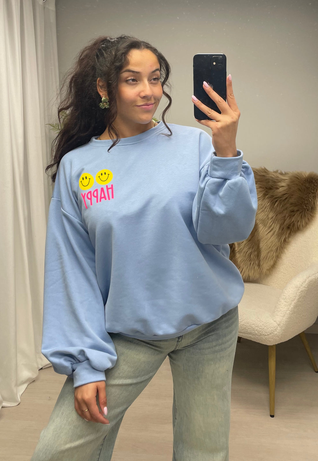 Sweater smiley blue