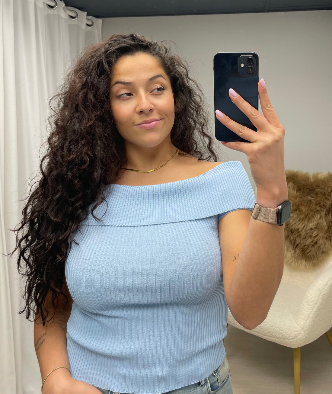 Off shoulder top lavendel