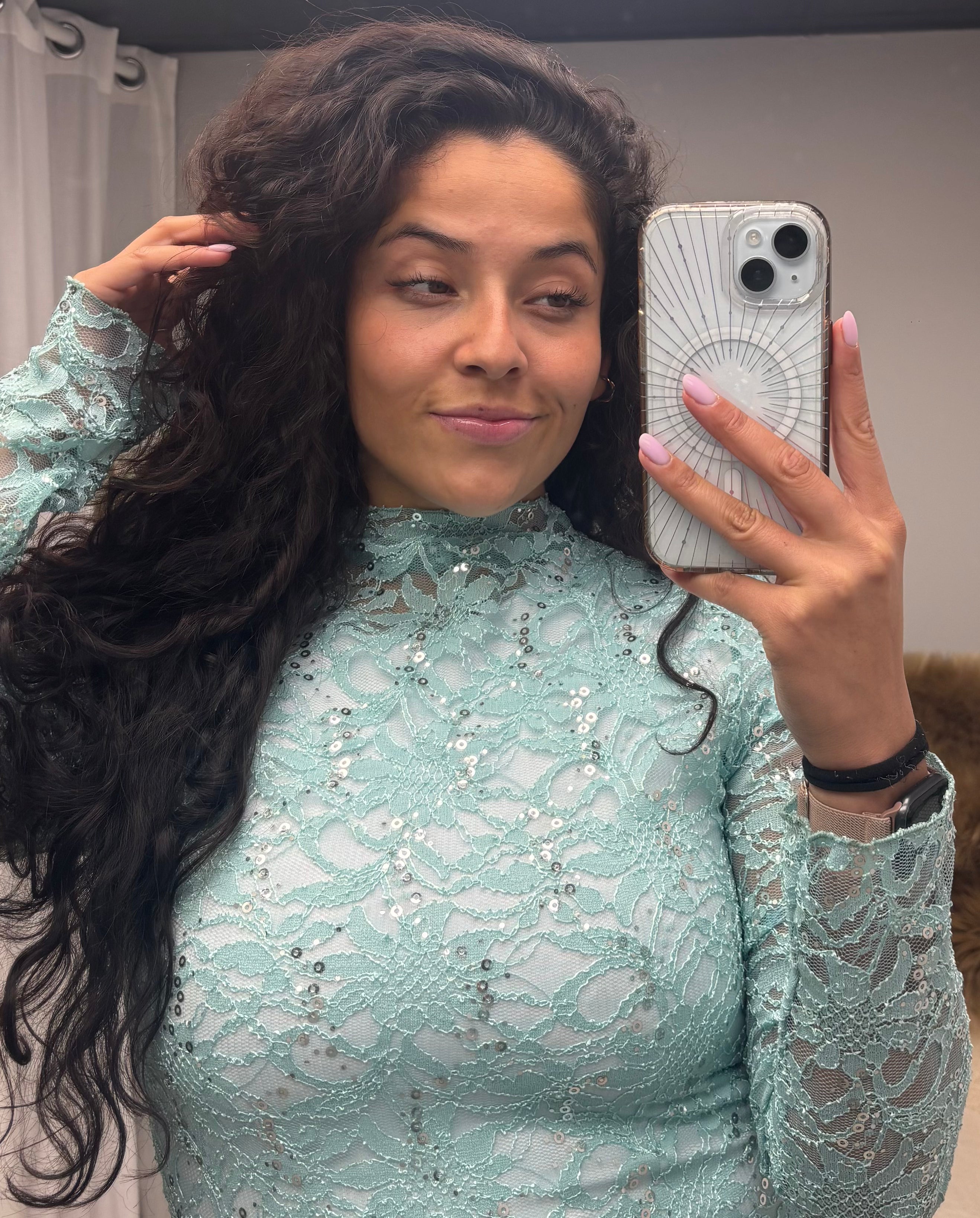 Lia lace top mint
