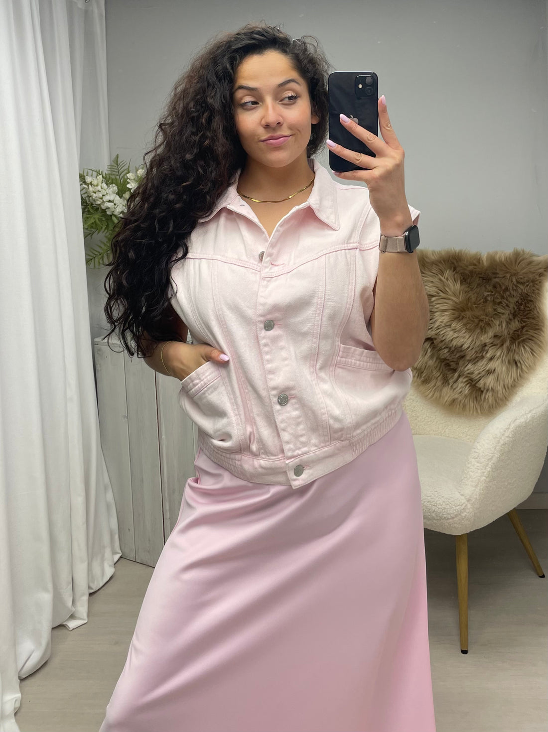 Demin Gilet pink