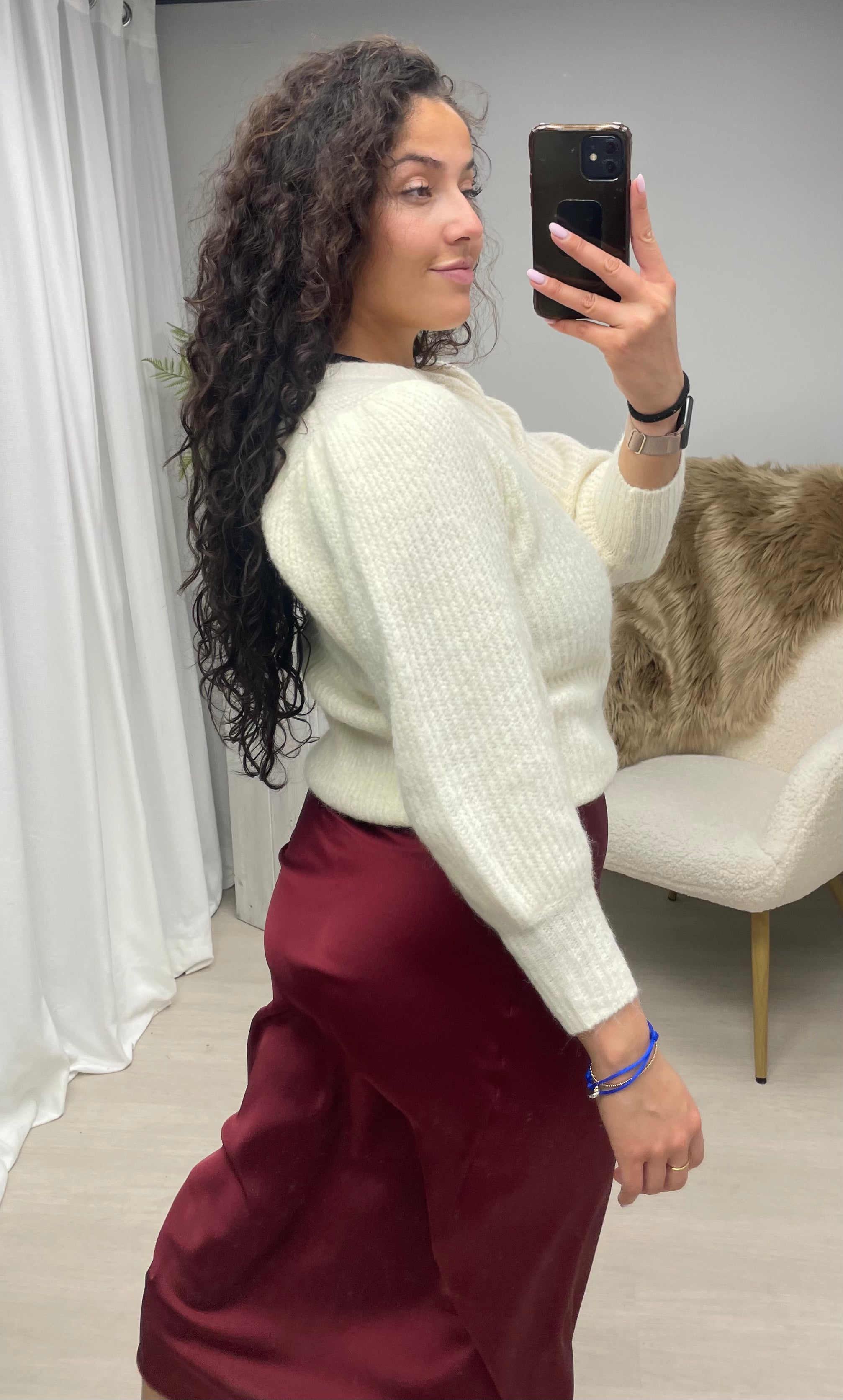 Satin suzy skirt bordeaux