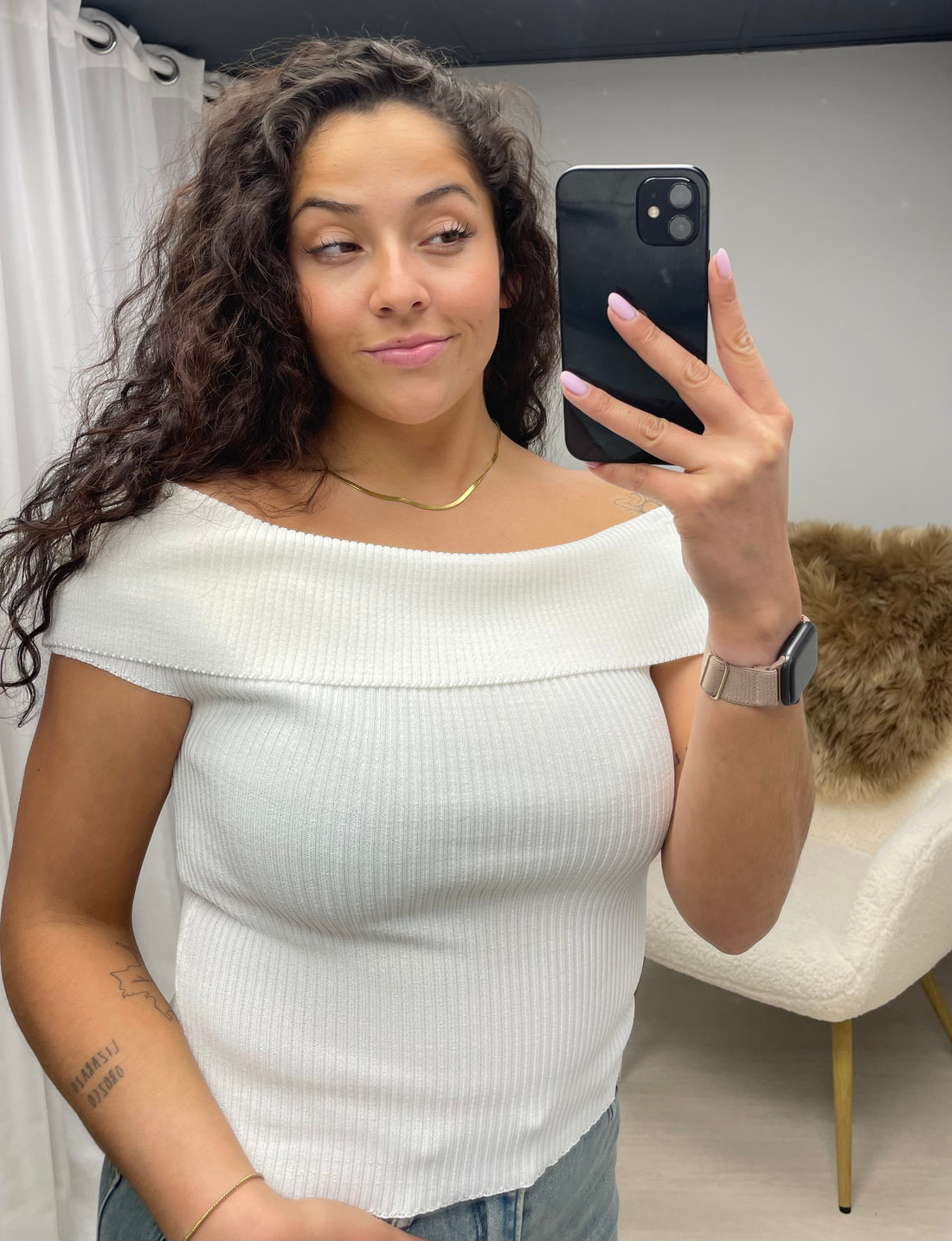 Off shoulder top white