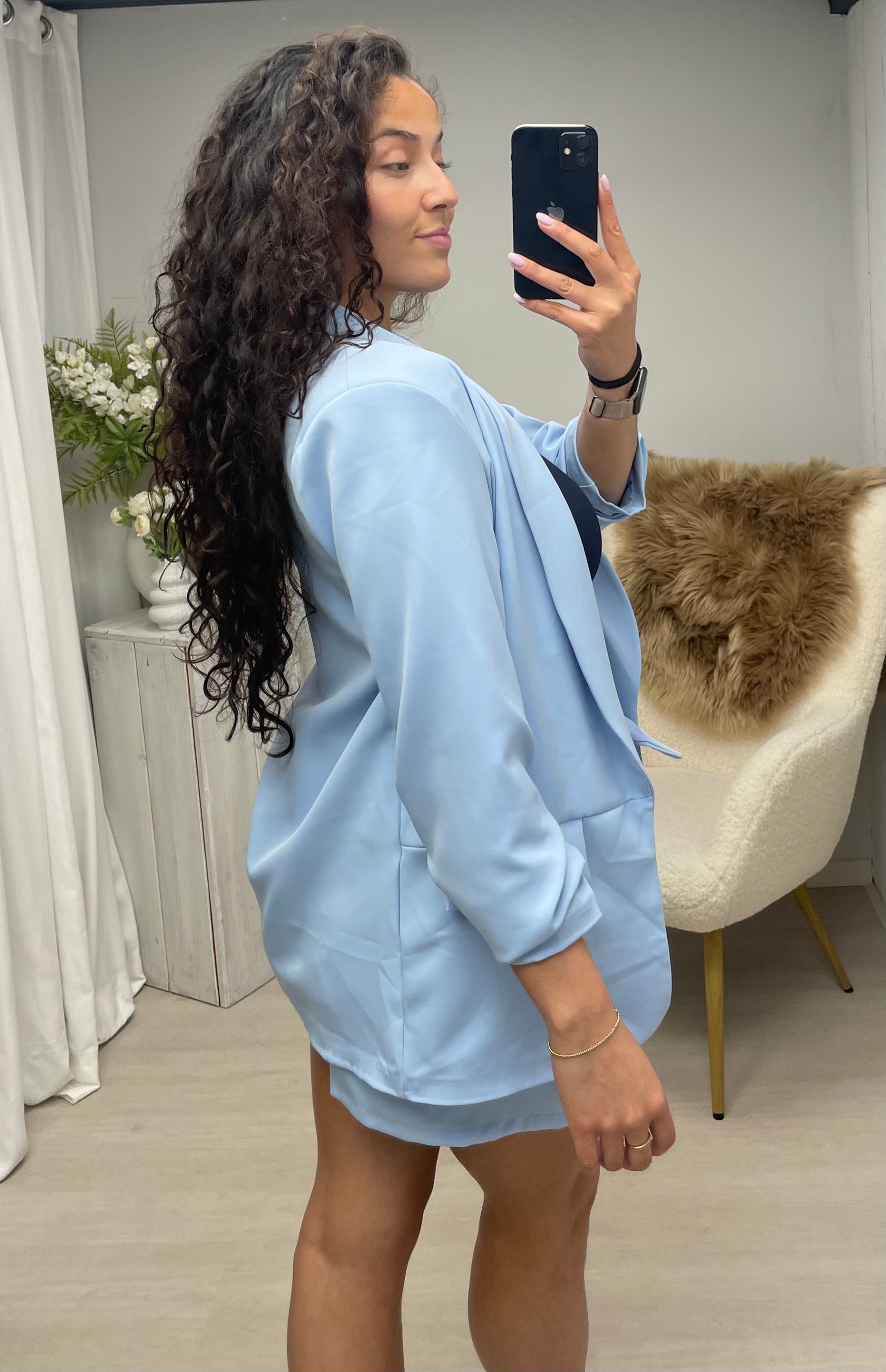 Blazer set shorts blauw