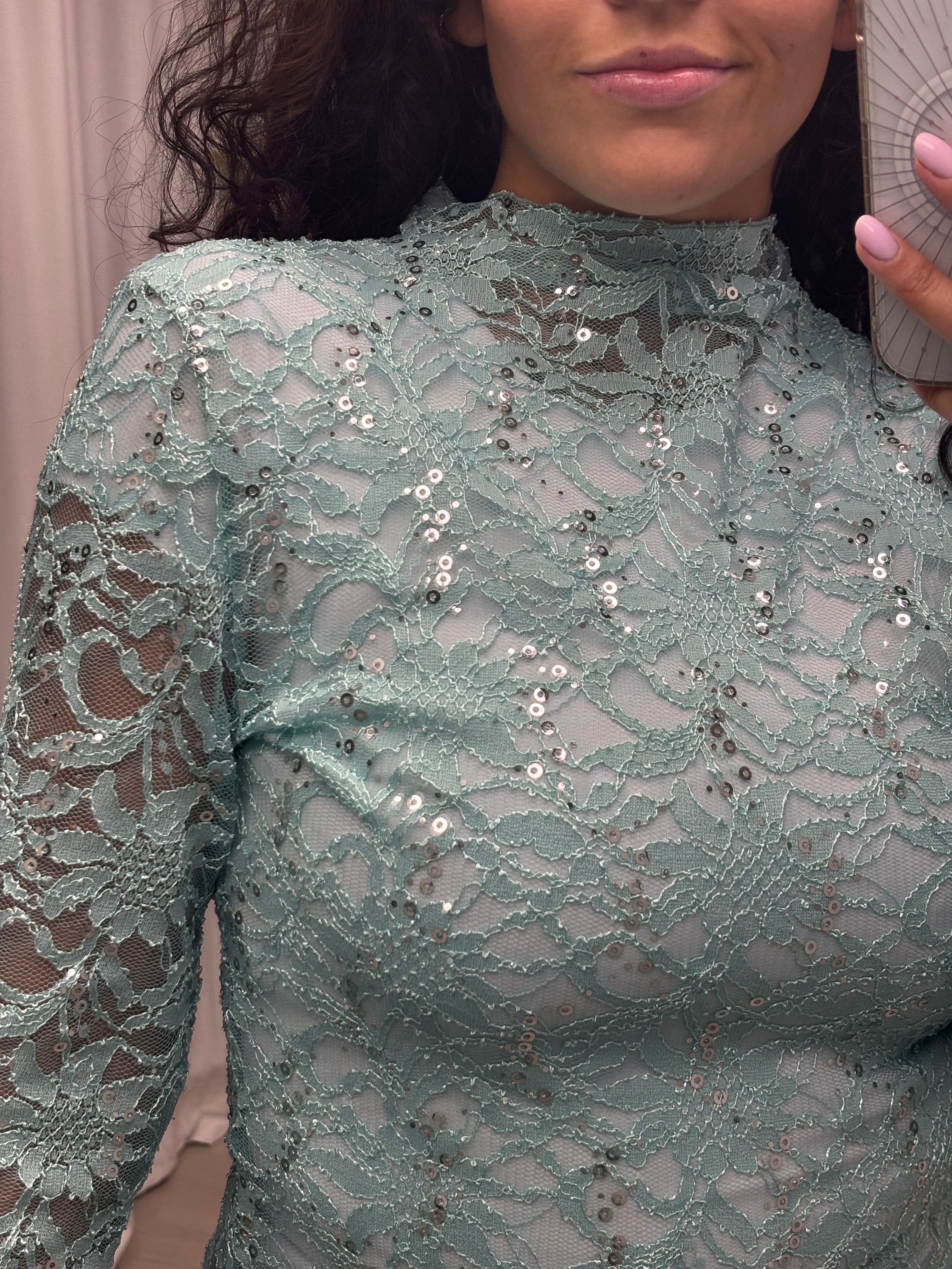 Lia lace top mint