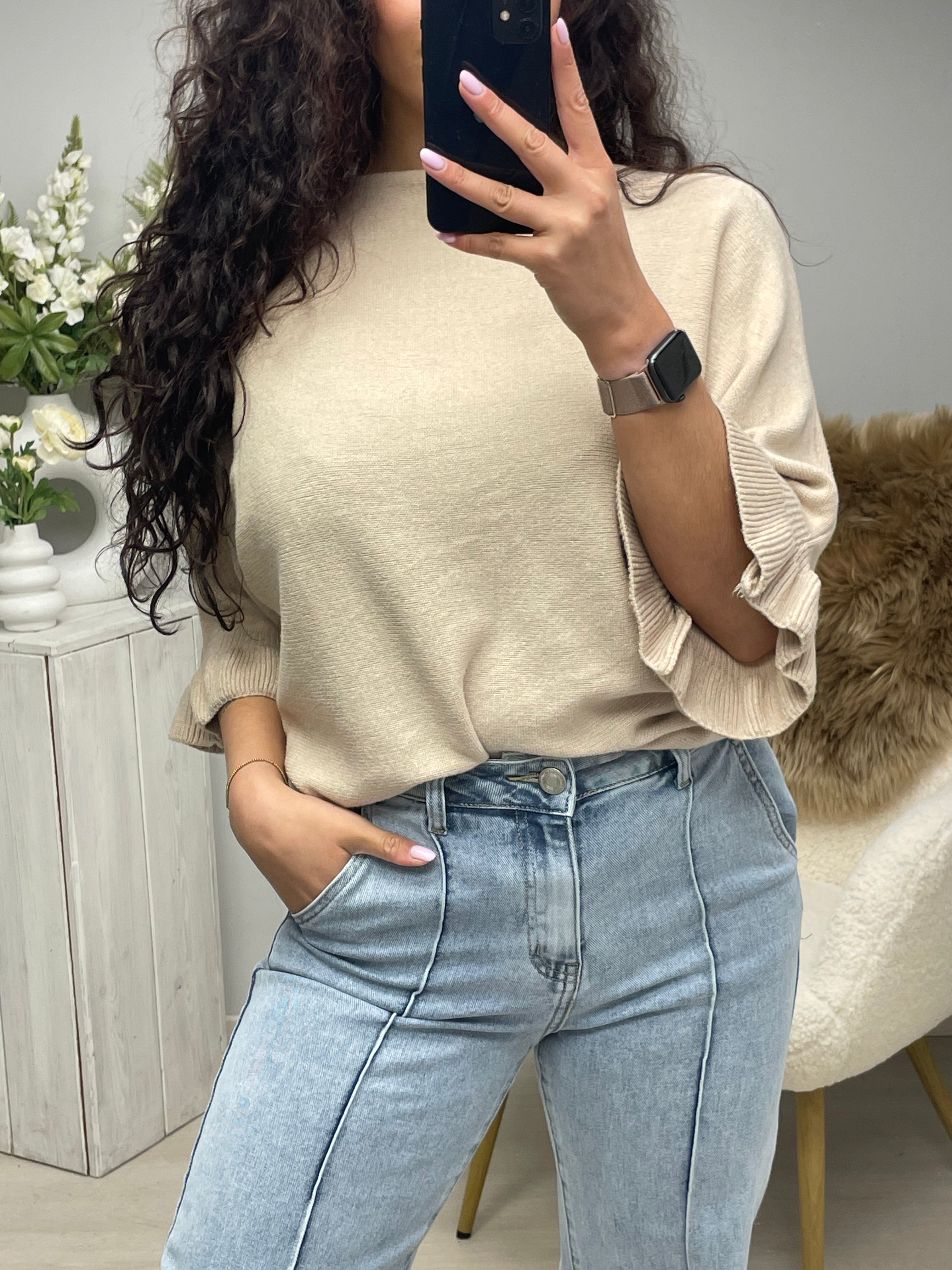 Sally soft trui beige
