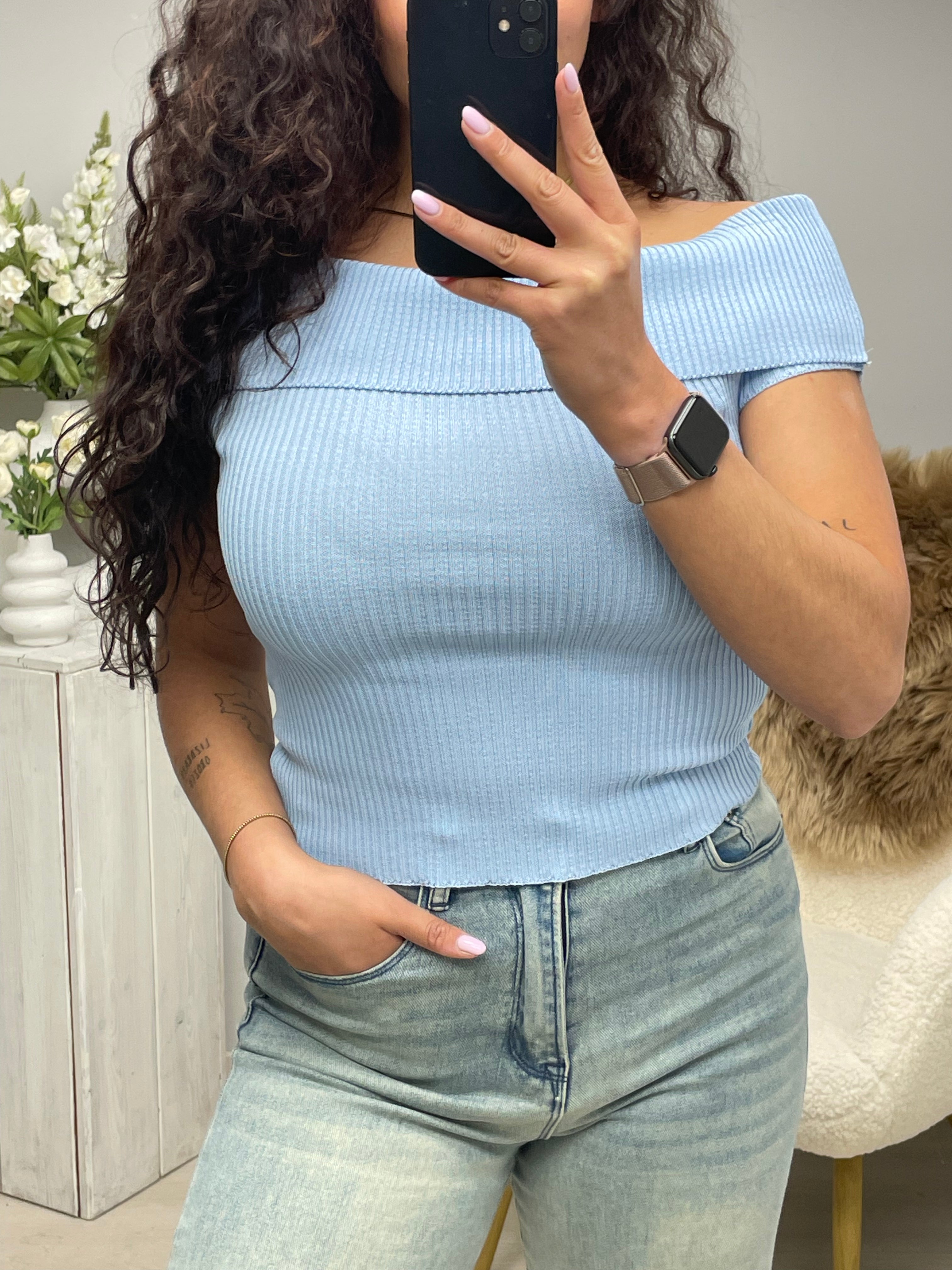 Off shoulder top lavendel