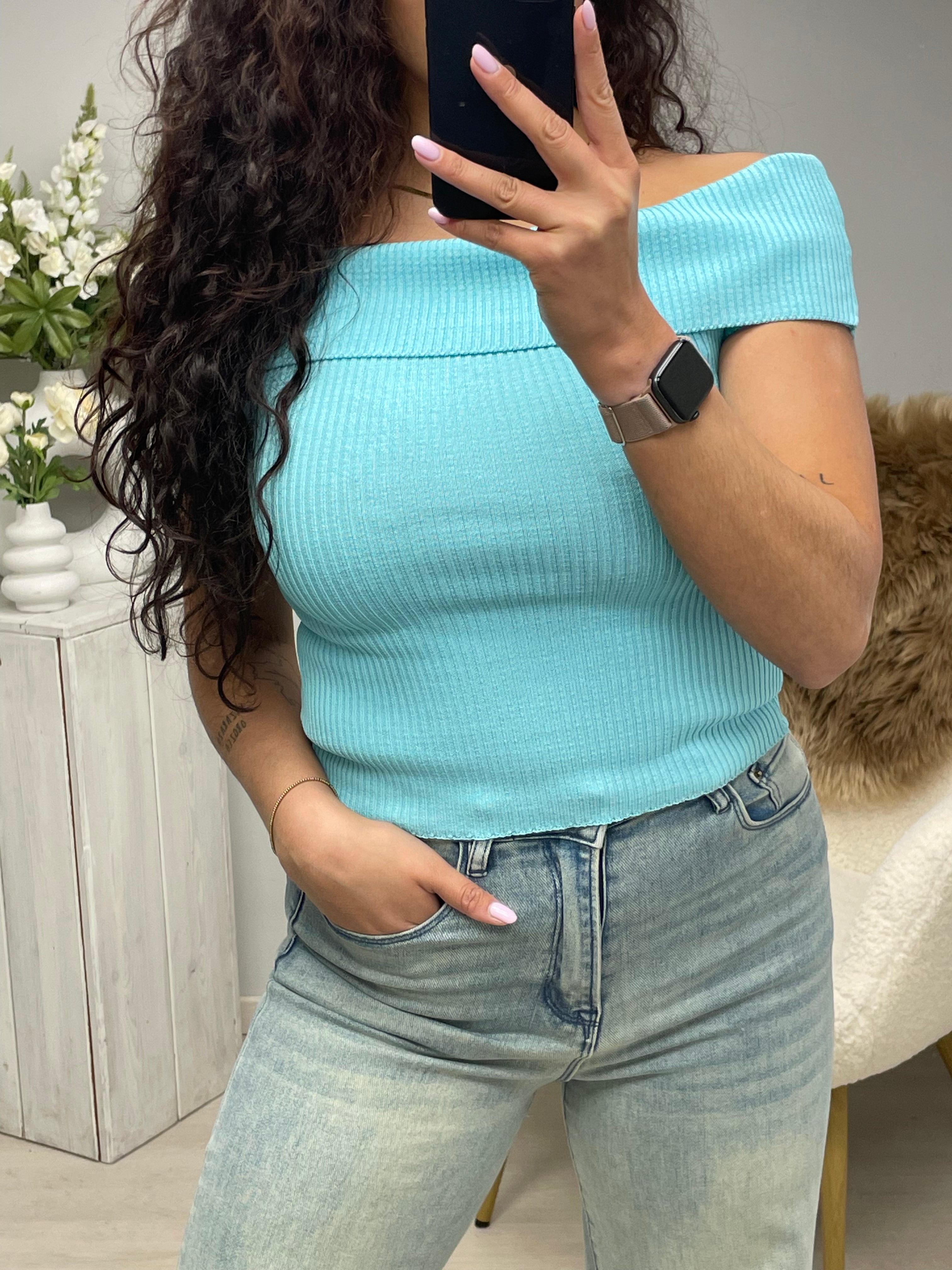 Off shoulder top blue