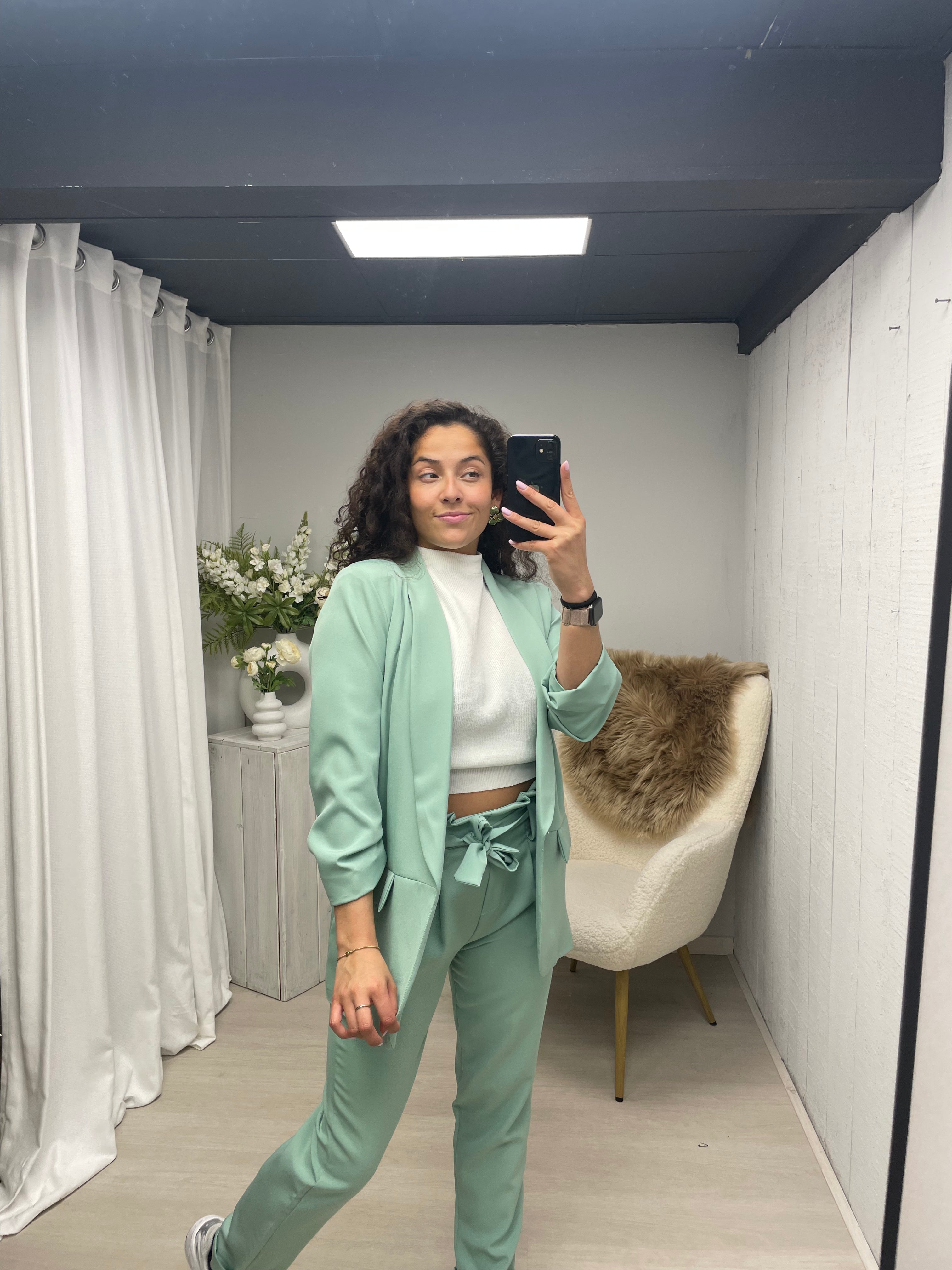 Blazer set pastel groen
