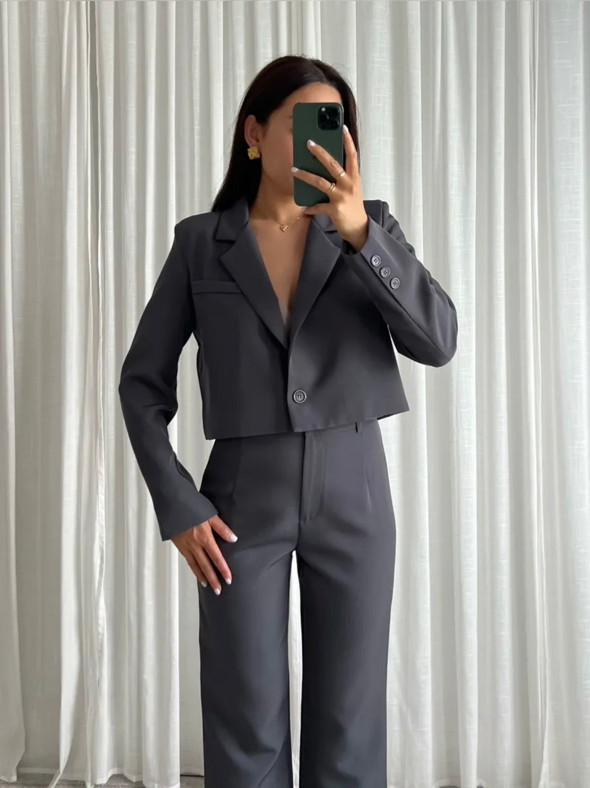 Joan Cropped blazer Dark grey