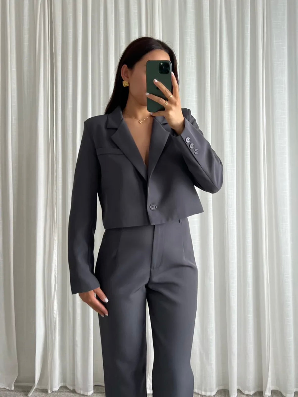 Joan Cropped blazer Dark grey