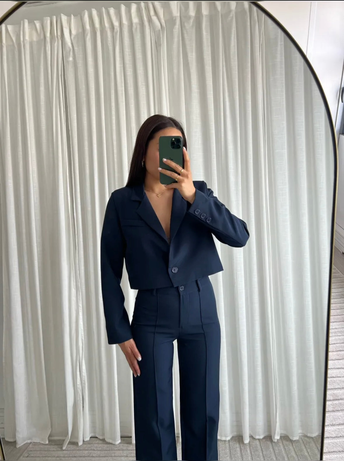 Joan Cropped blazer Navy blue