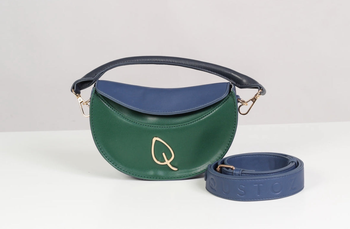 Qustoz Kourtney The Nostalgia Dark Blue & Green Crossbody Bag