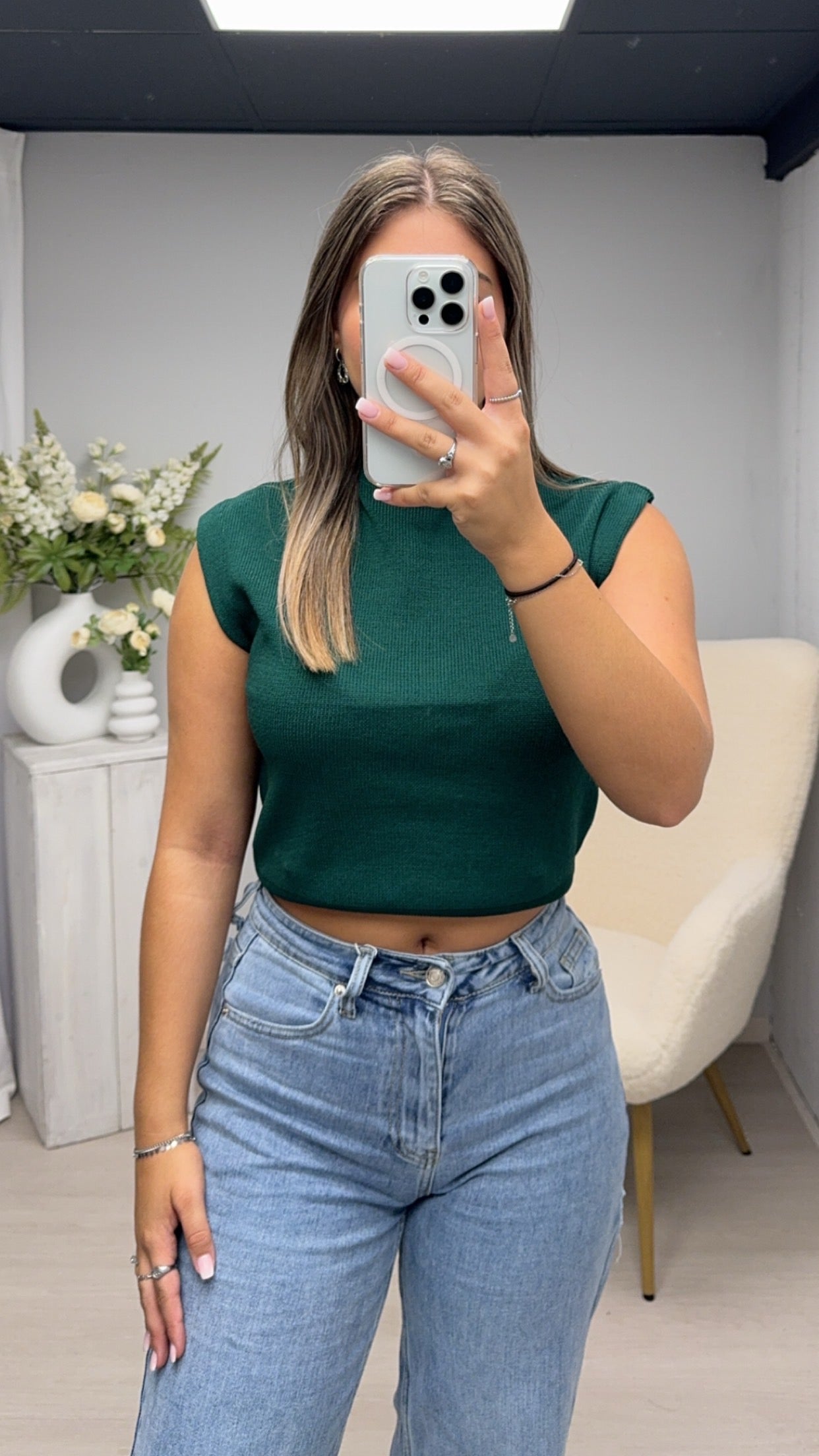 Fleur knit top Groen