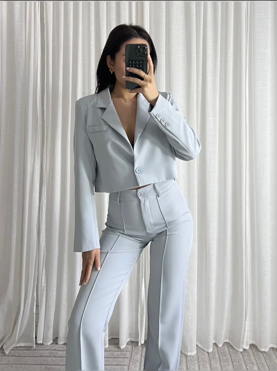 Joan Cropped blazer cloud