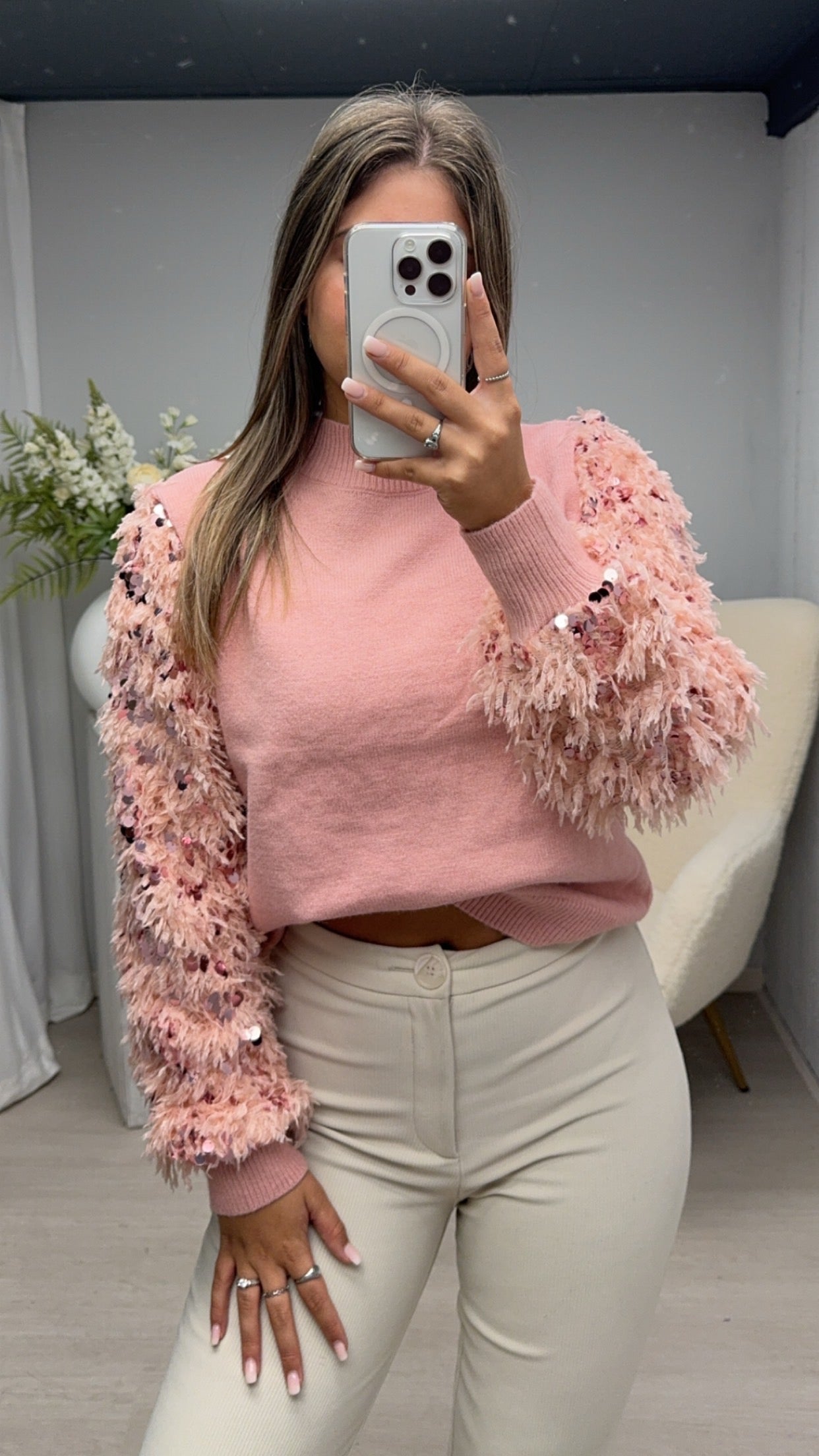 FLUFFY DOTTY Sweater Roze