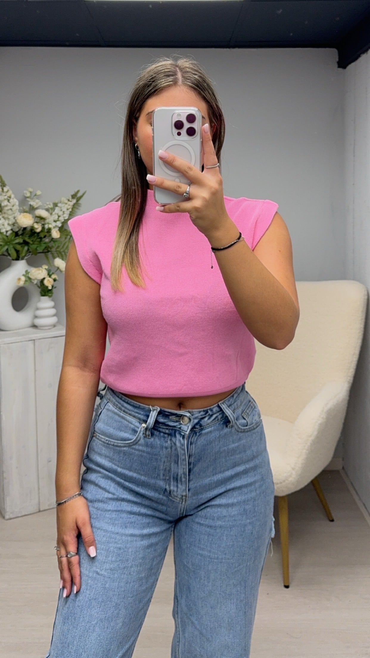 Fleur knit top roze