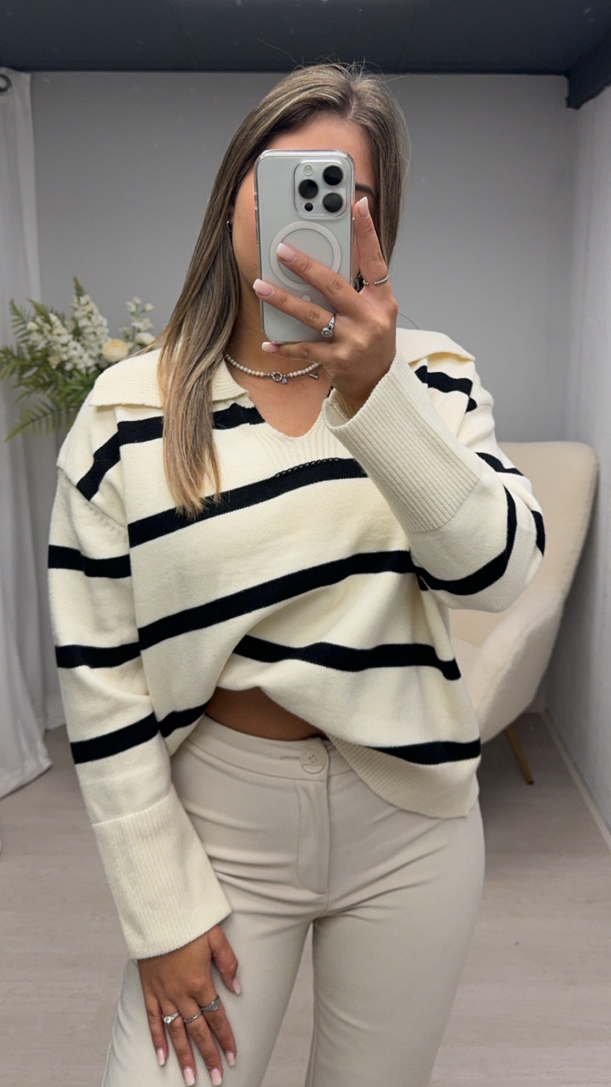 Striped Sweater Creme