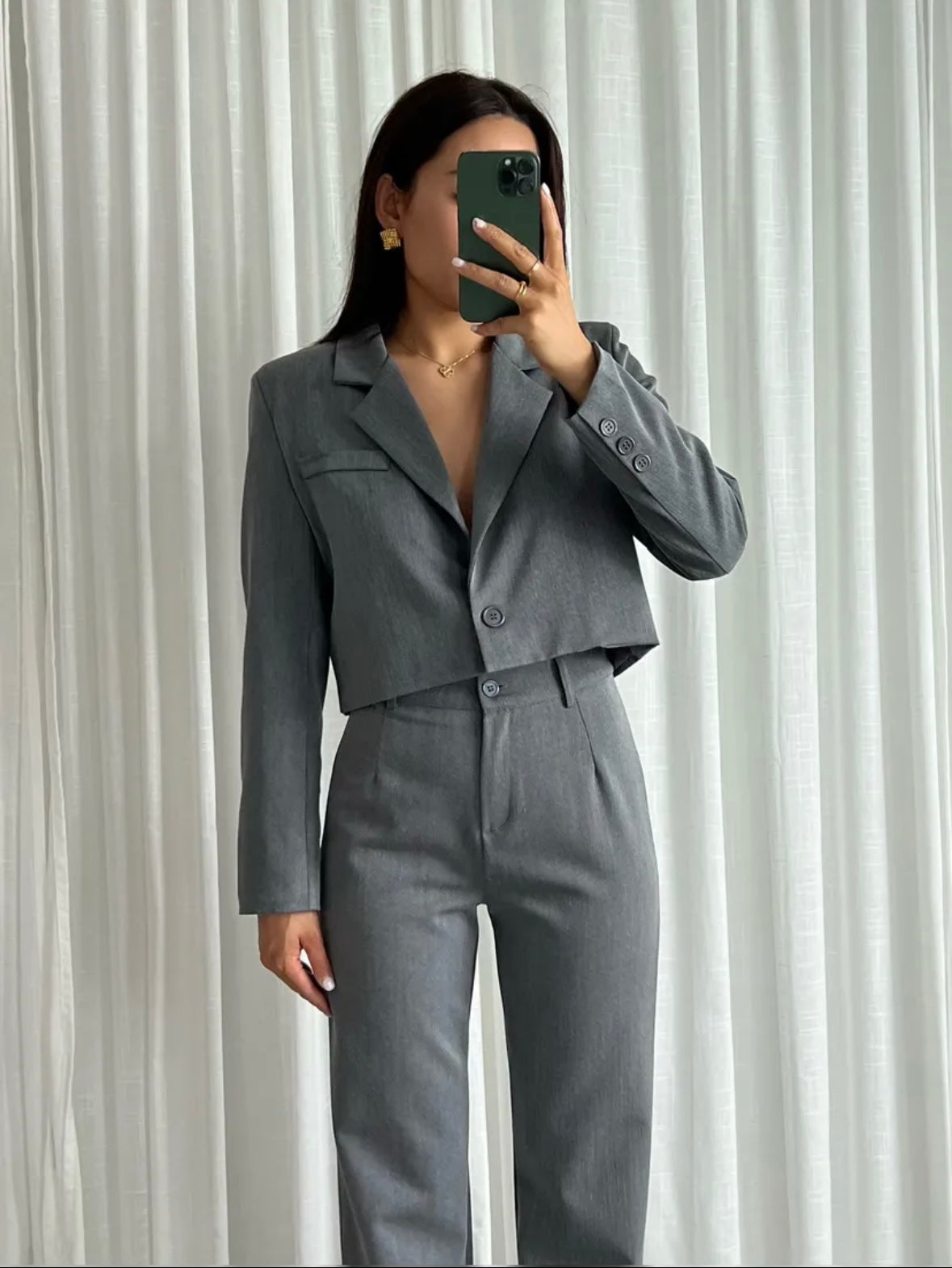 Joan Cropped blazer Washed grey