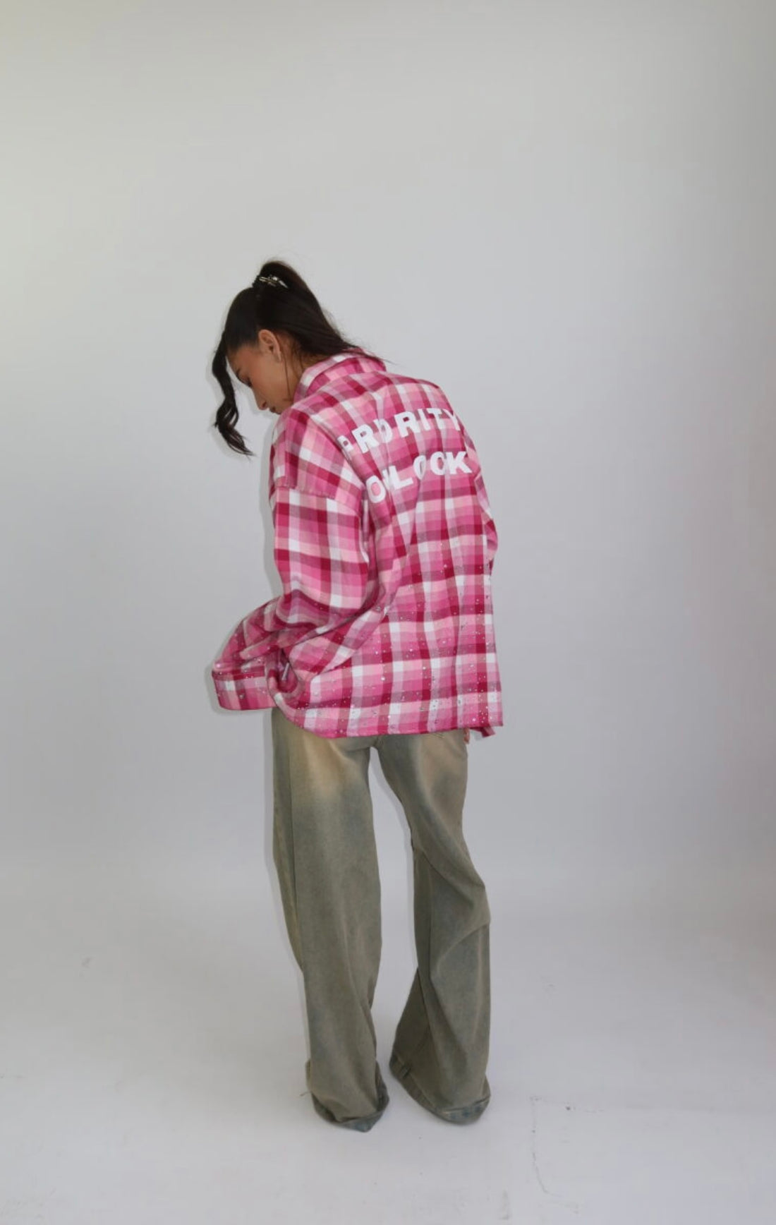 Priority O’CLOCK oversized rhinestone blouse - roze