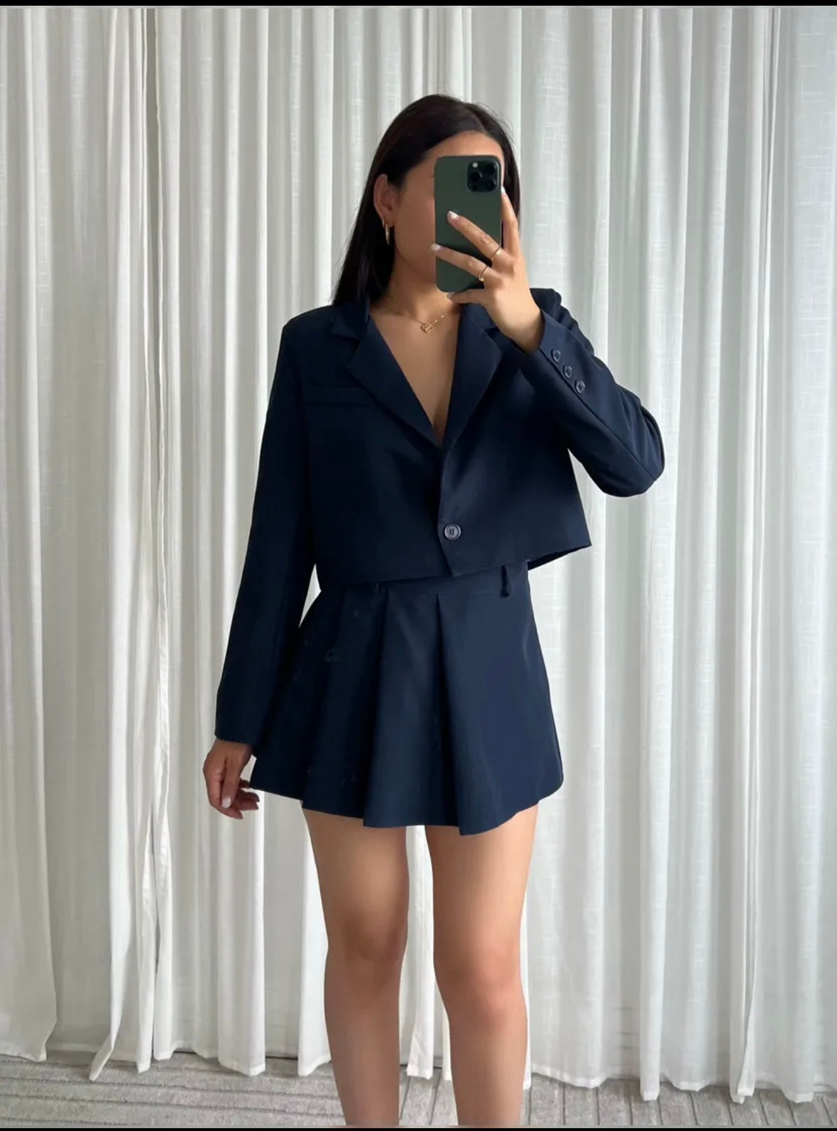 Joan Cropped blazer Navy blue