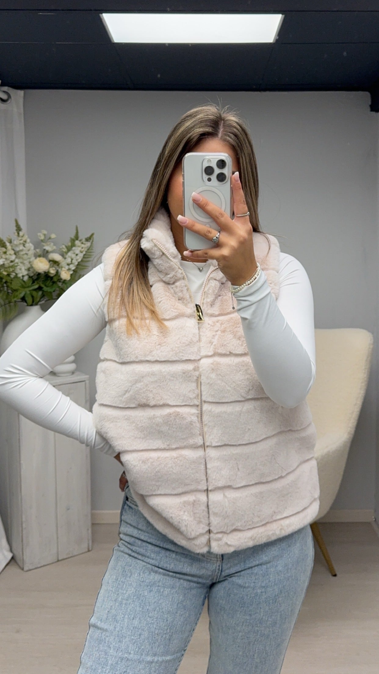 Fur Gilet Beige