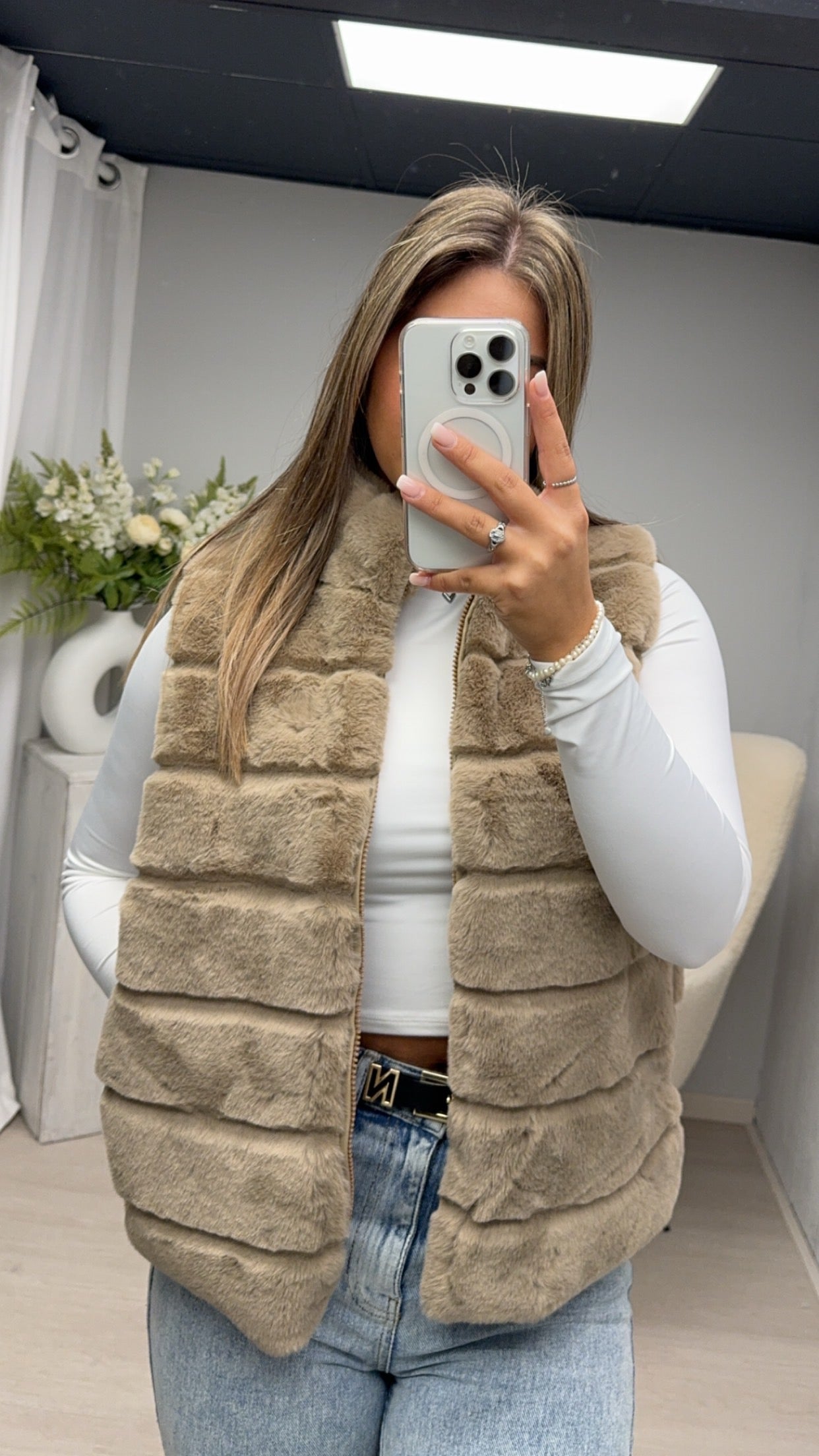 Fur Gilet Camel