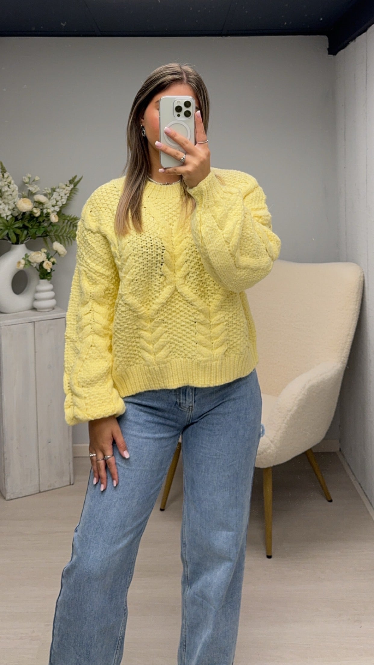 Cable Knit Trui Lemon