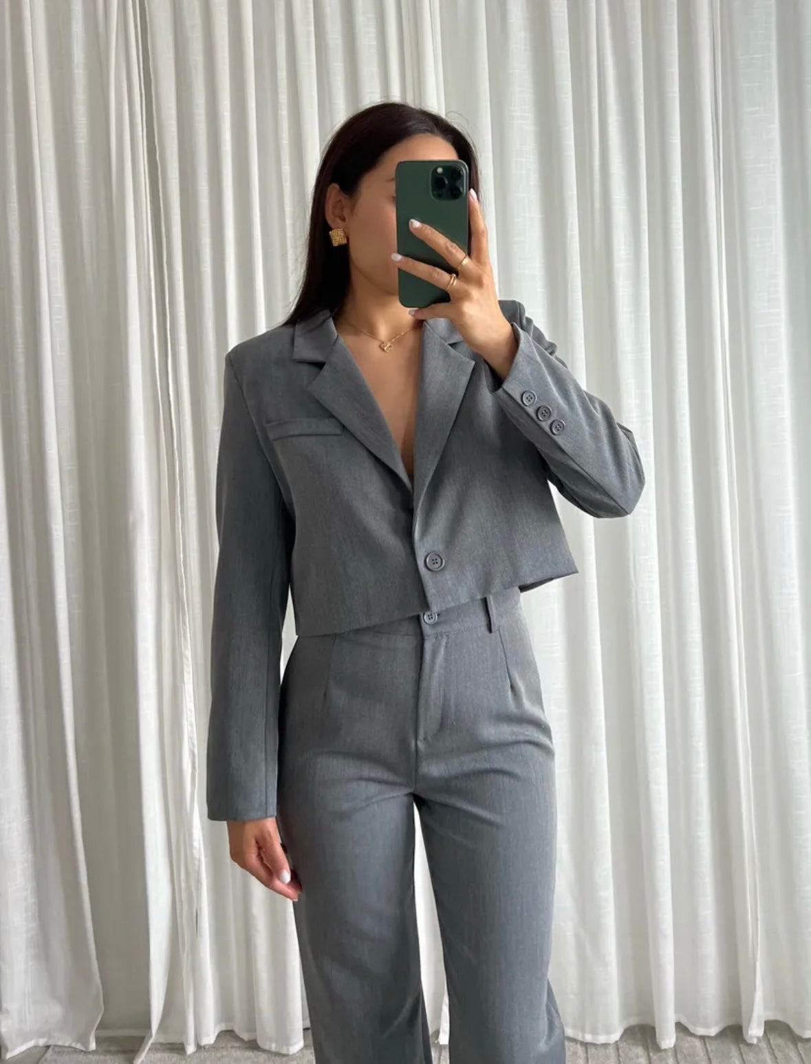 Joan Cropped blazer Washed grey