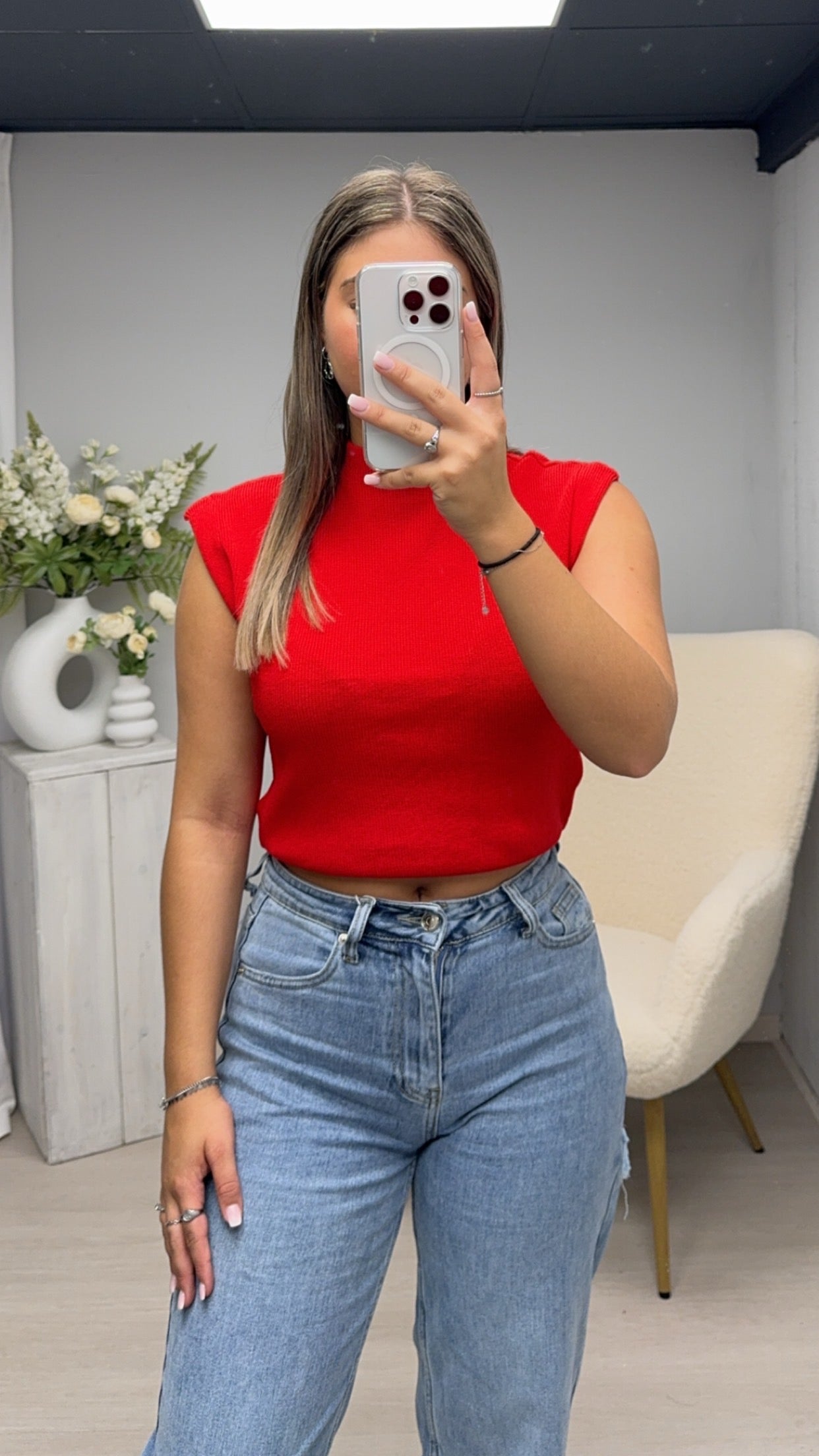 Fleur knit top Rood