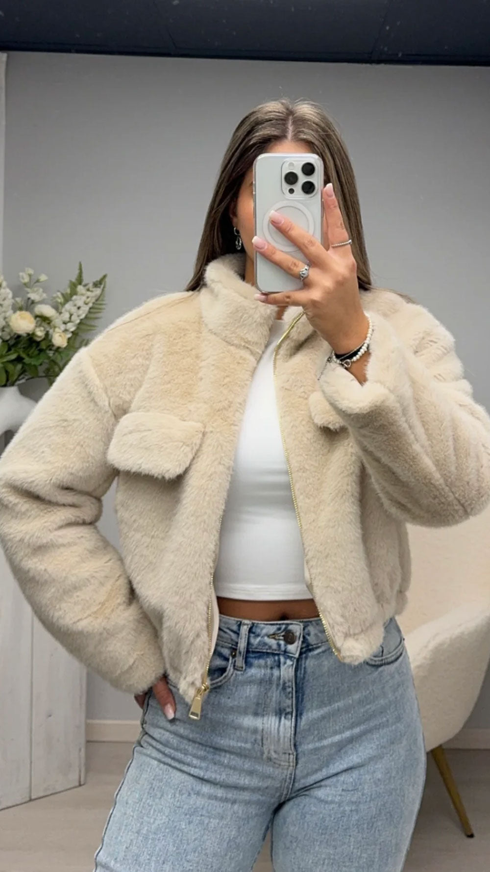 Furry Jacket beige