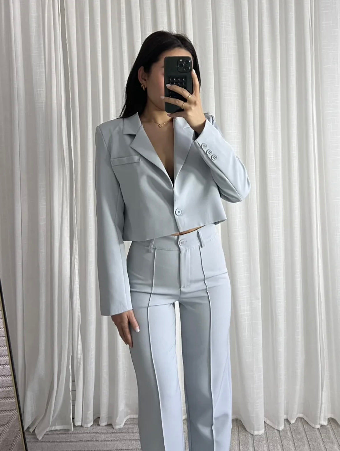 Joan Cropped blazer cloud