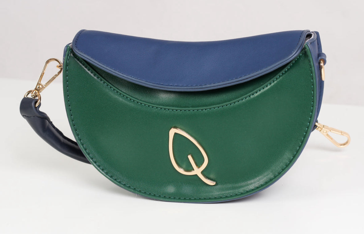 Qustoz Kourtney The Nostalgia Dark Blue & Green Crossbody Bag