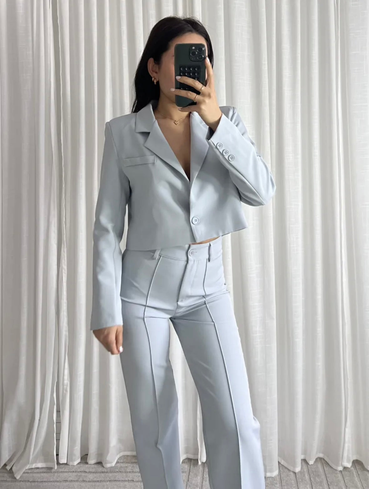 Joan Cropped blazer cloud