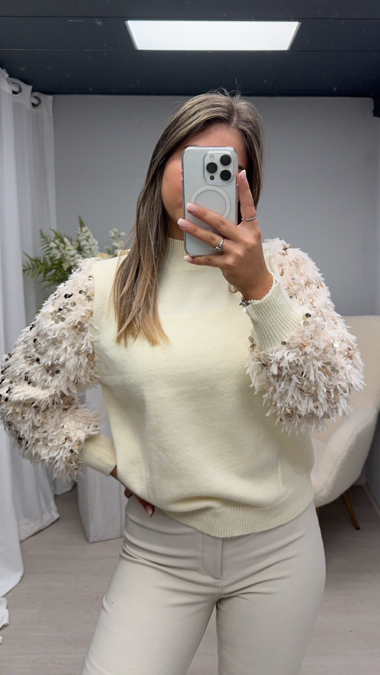 FLUFFY DOTTY Sweater Creme