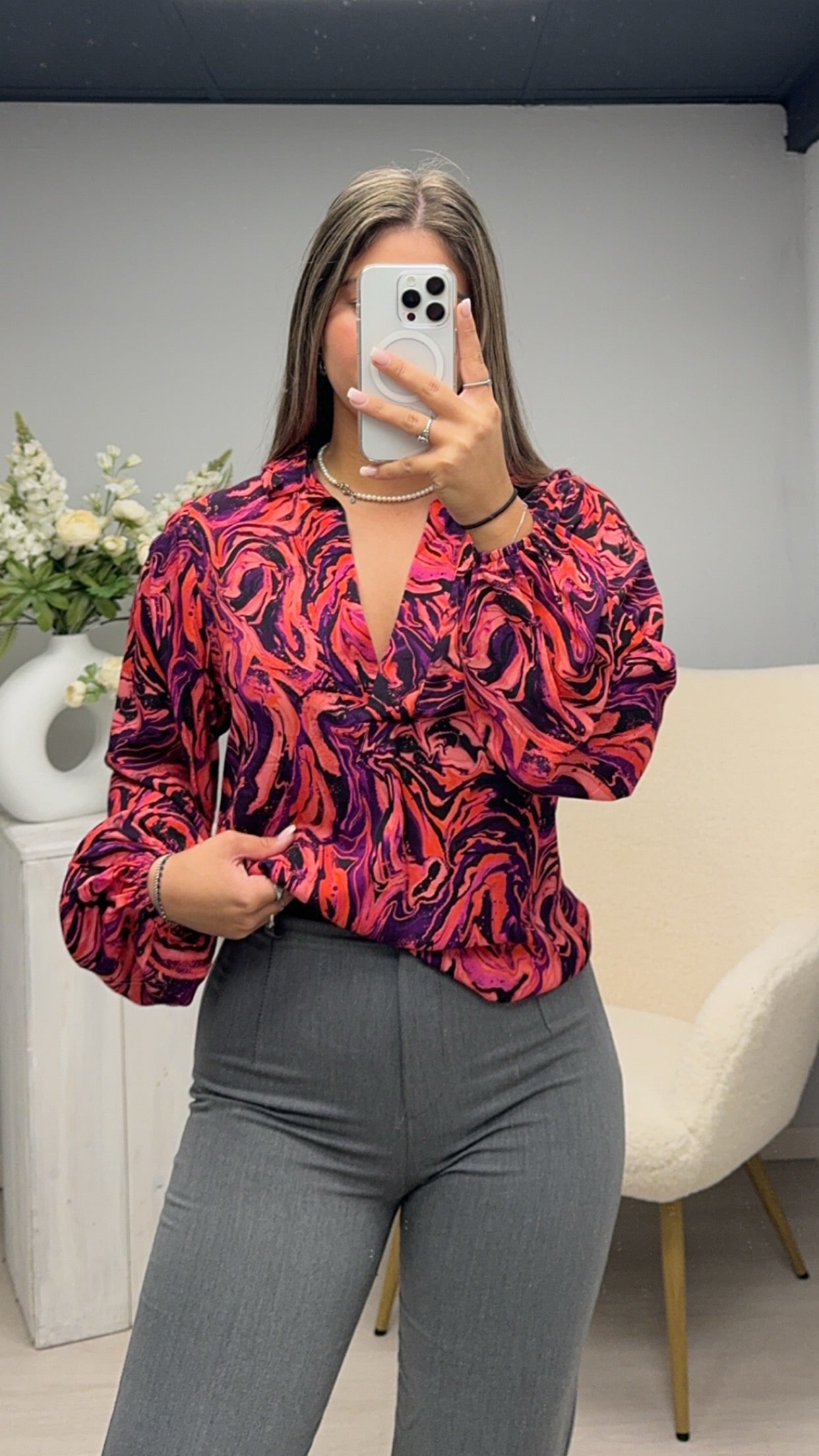 Mj Marble Blouse Purple