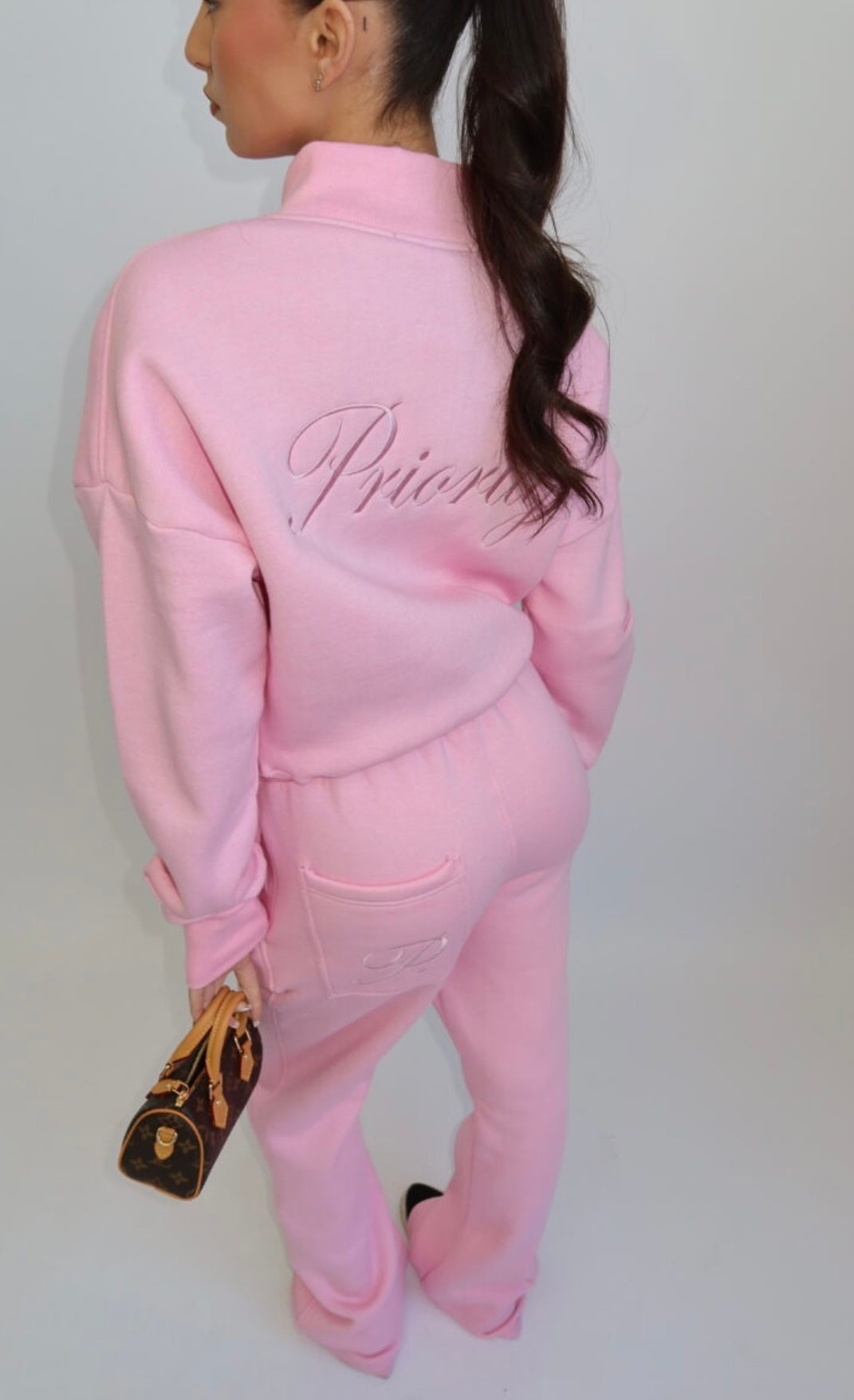 Priority zip up bomberjacket set - roze