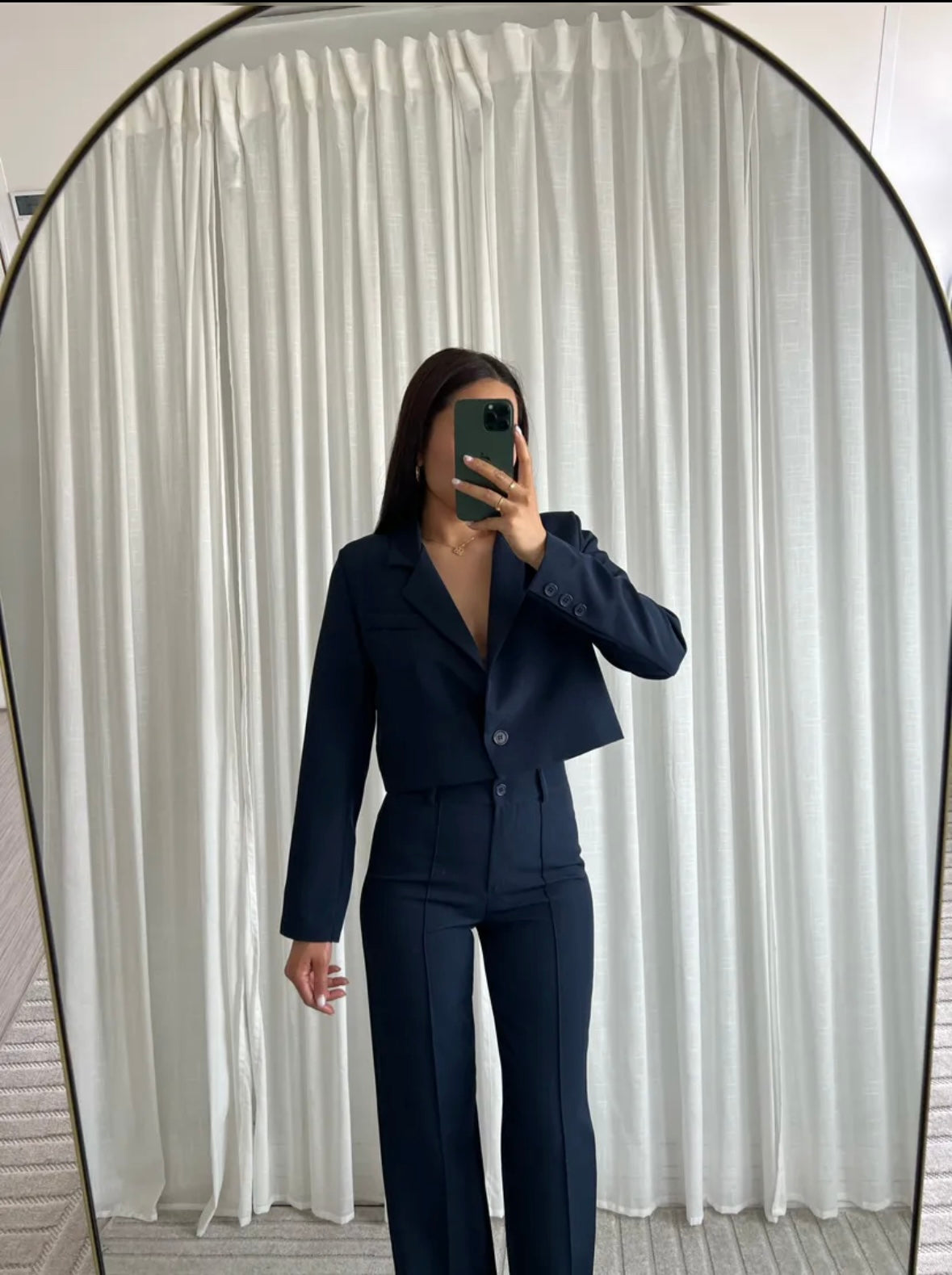 Joan Cropped blazer Navy blue