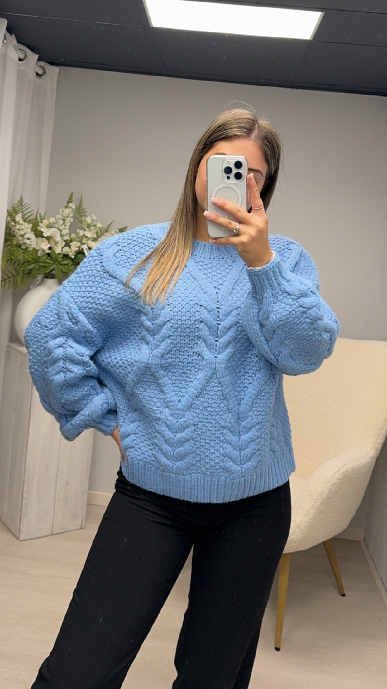 Cable Knit Trui Blue