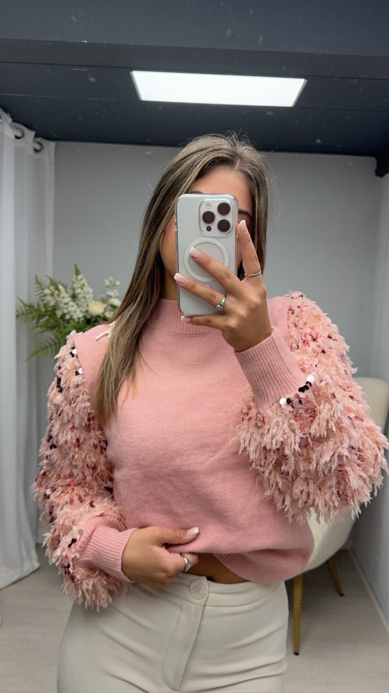 FLUFFY DOTTY Sweater Roze