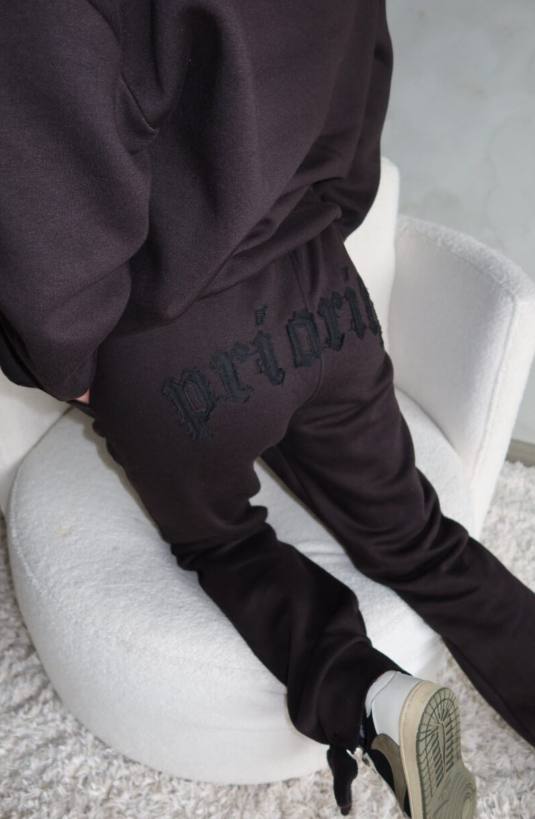 PRIORITY TRACKSUIT – DISTRESSED PATCHES – BLACK