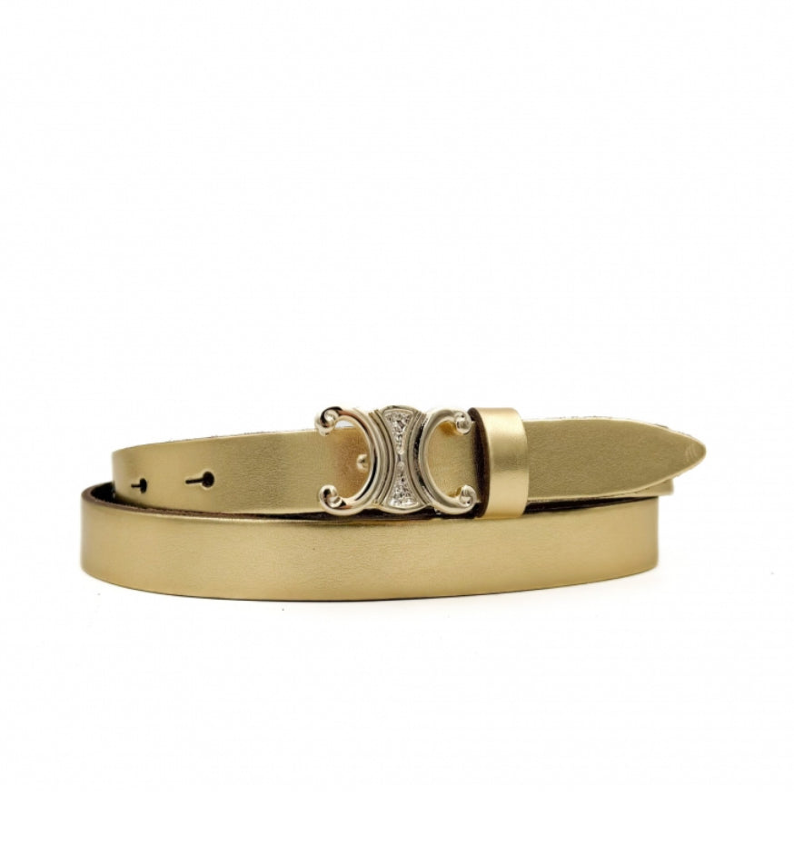 Celine Leather Belt 2 cm Gold