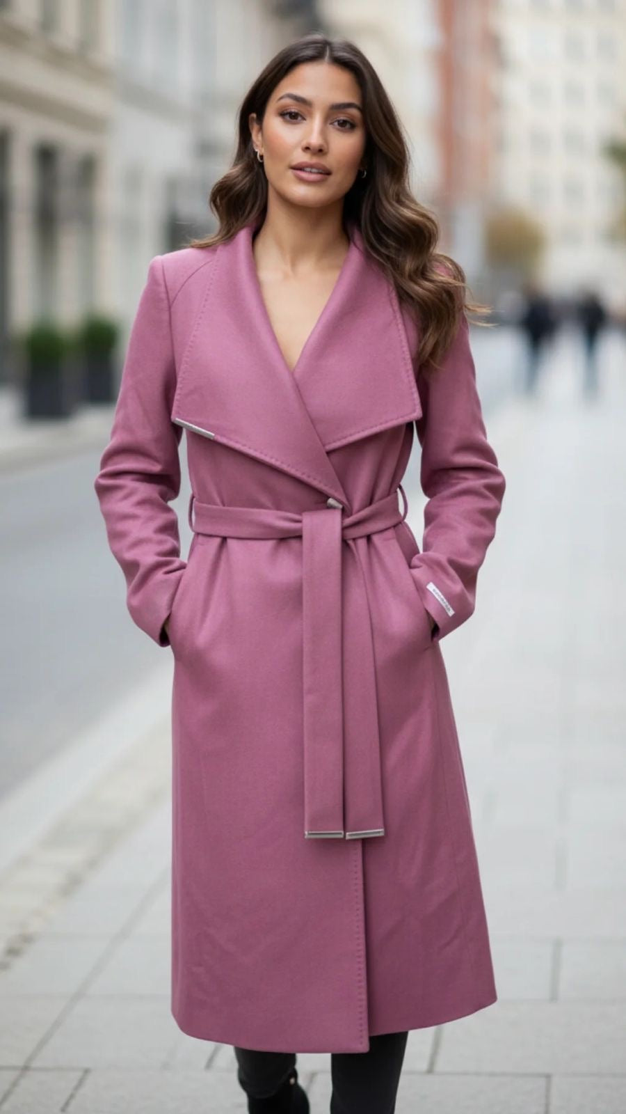 Ted Baker ロングコート　ピンク Ted Baker Rose Deep Pink Fuchsia Belted Wool Cashmere Mix Midi