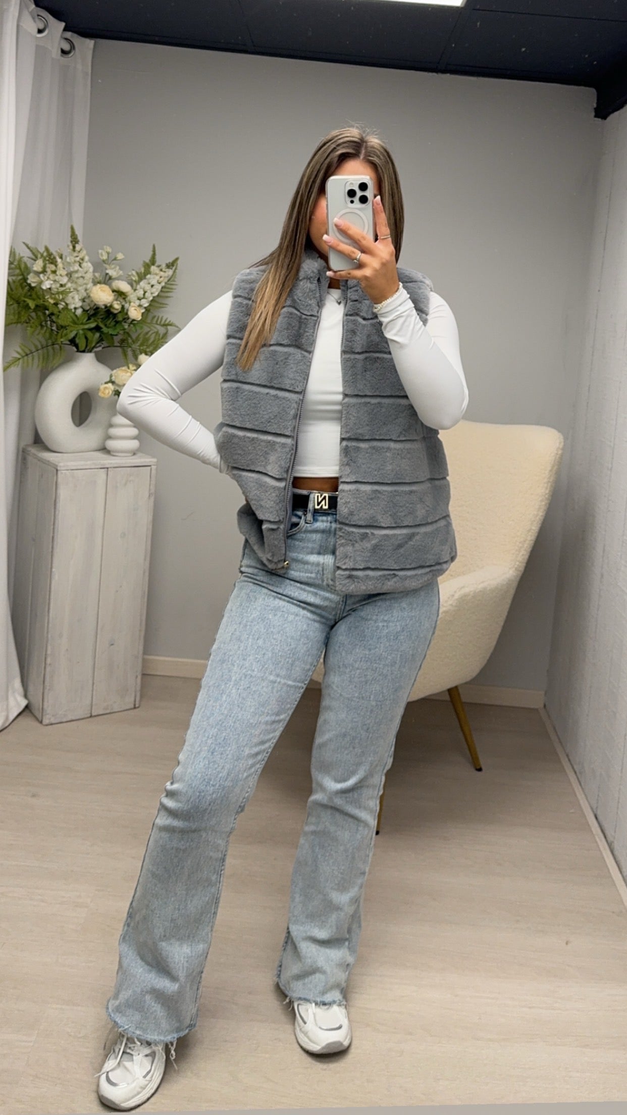 Fur Gilet Light Grey