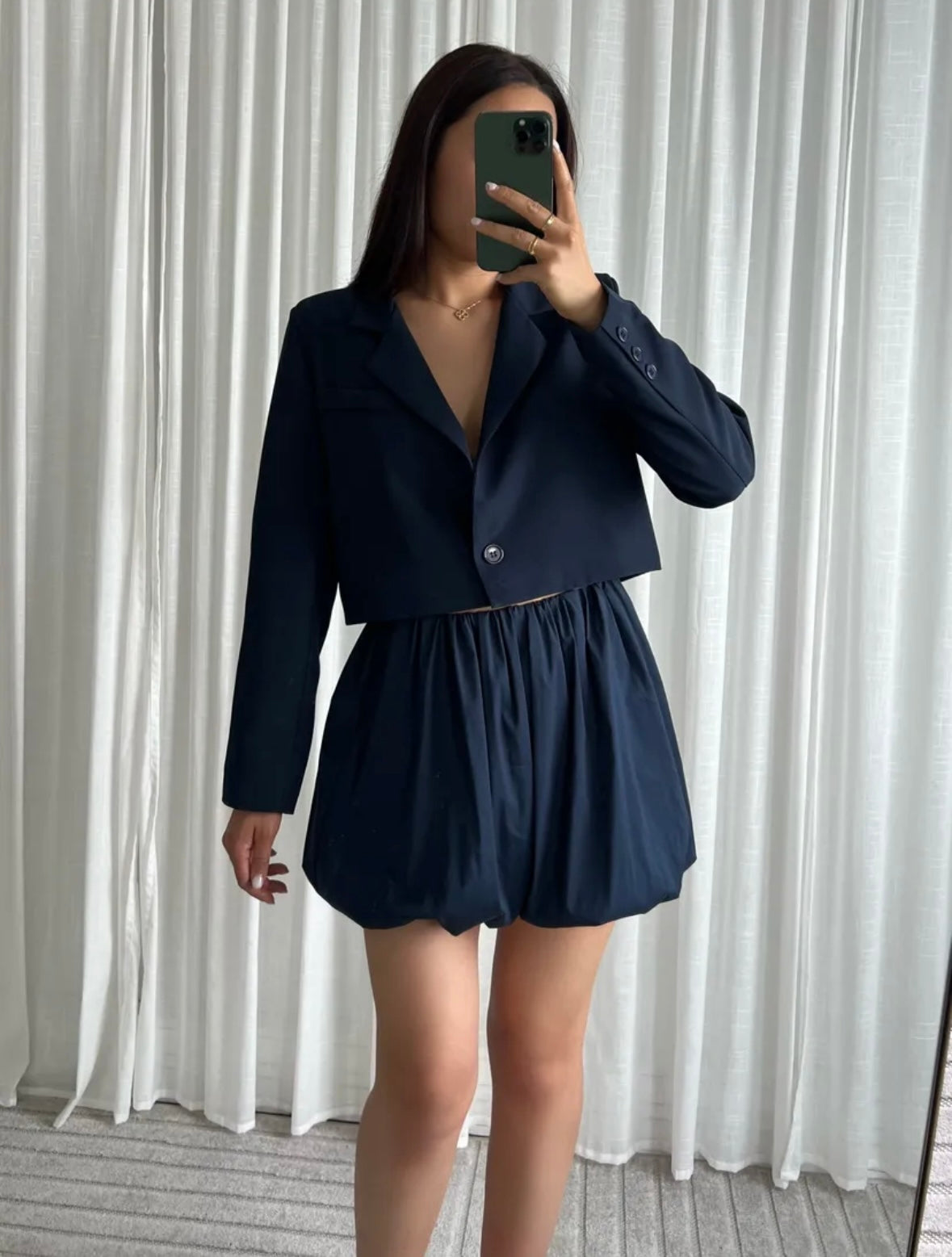 Joan Cropped blazer Navy blue