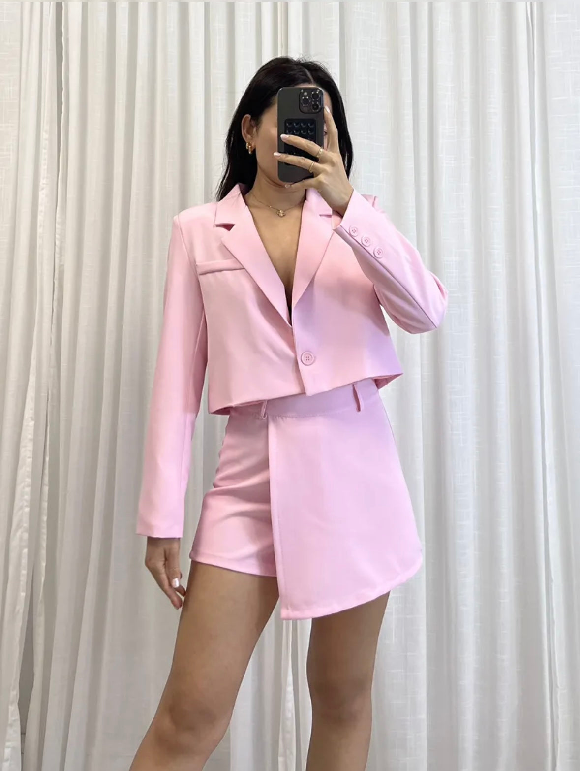 Joan Cropped blazer baby pink