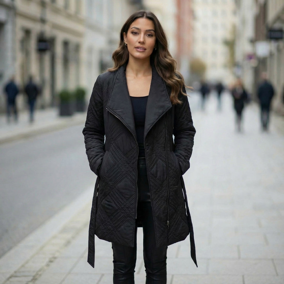 Tedbaker wrap coat parka black puffer - black